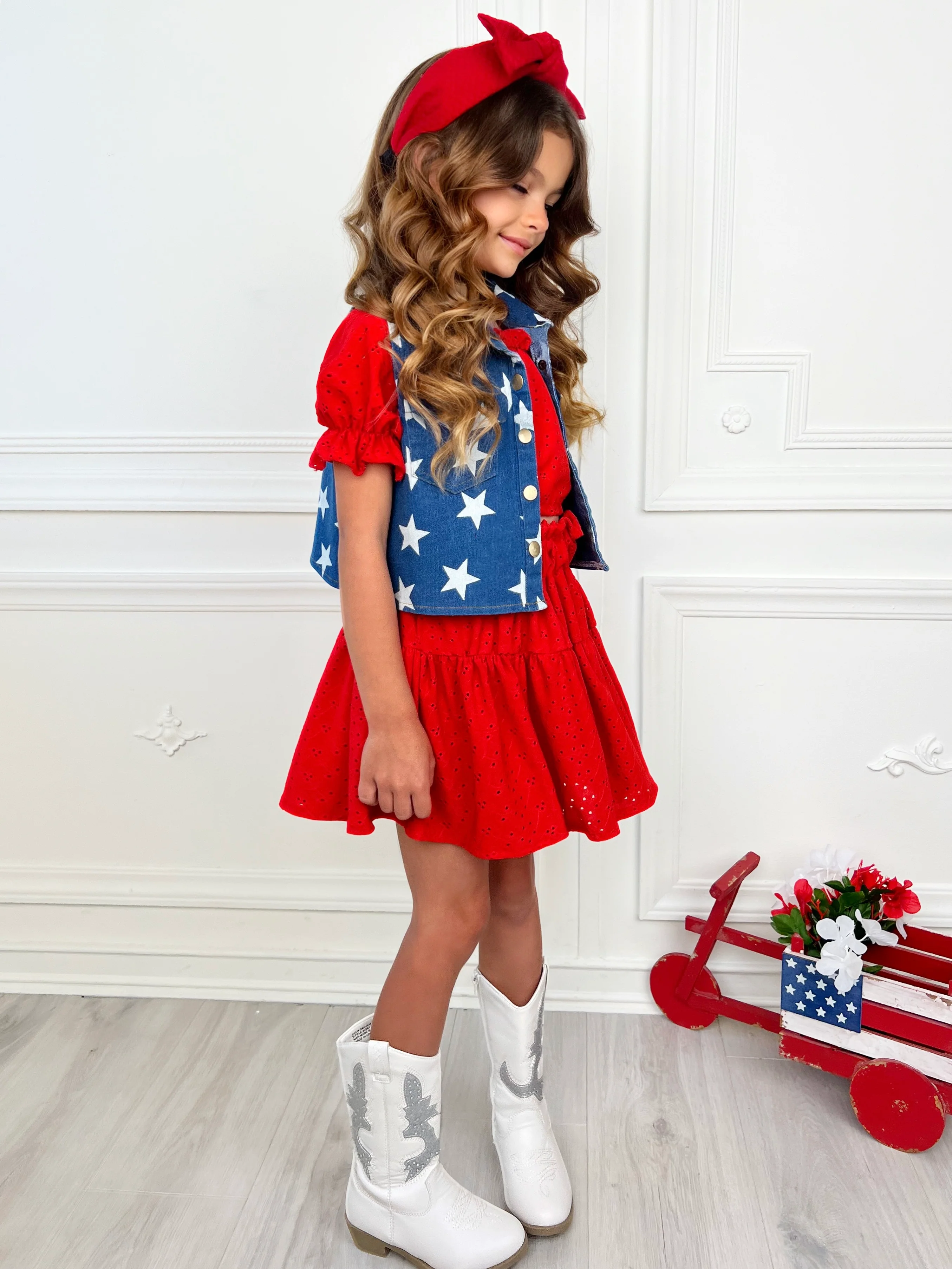 Rosette Charm Eyelet Top & Skirt Set - Image 4
