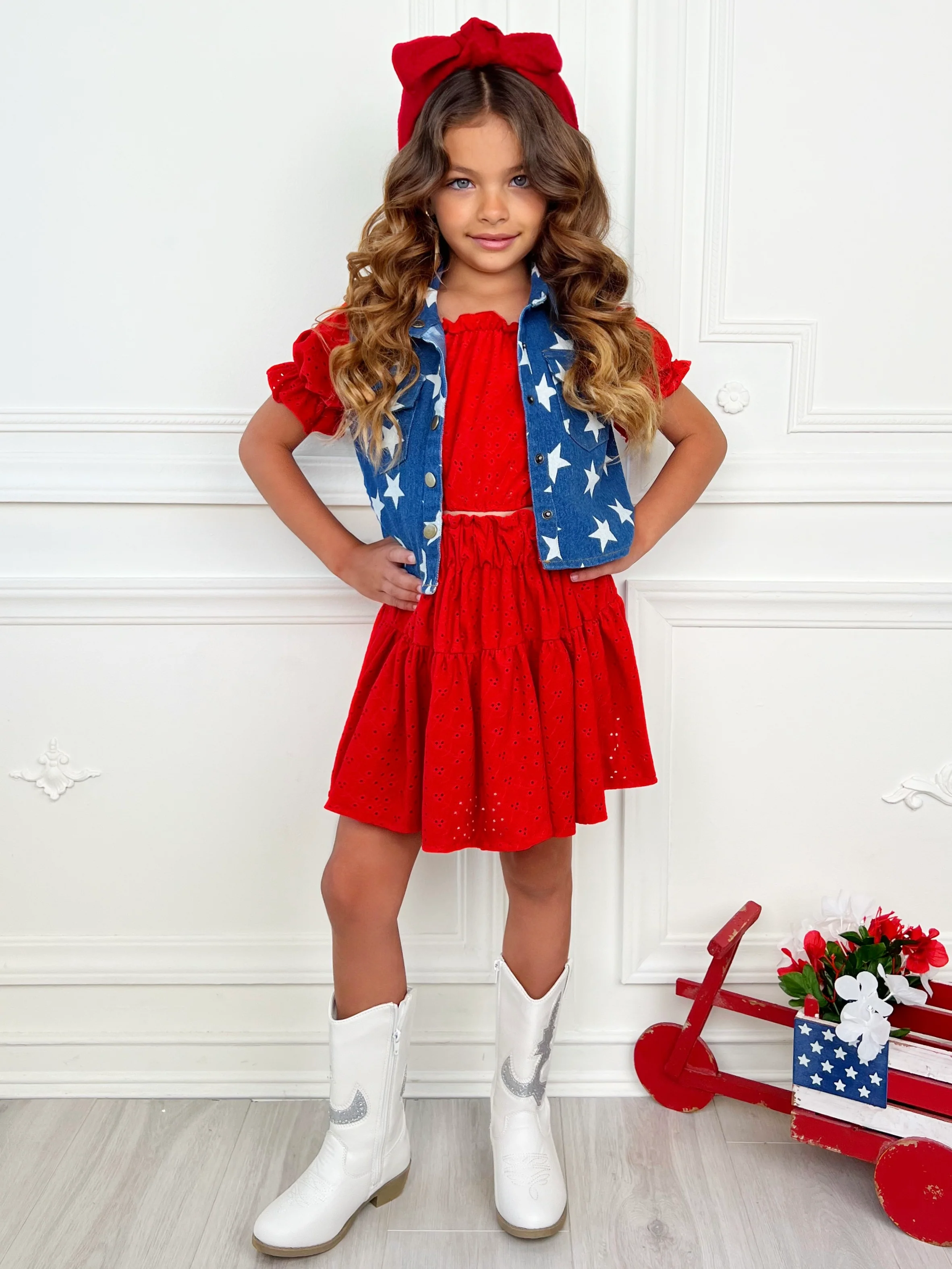 Rosette Charm Eyelet Top & Skirt Set - Image 5