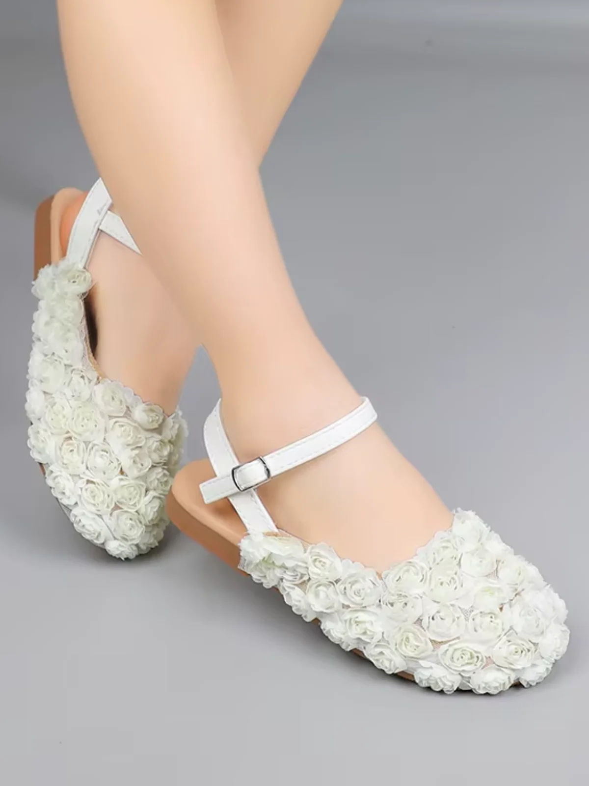 Pure Blossom Lace Floral Strap Flats - Image 6