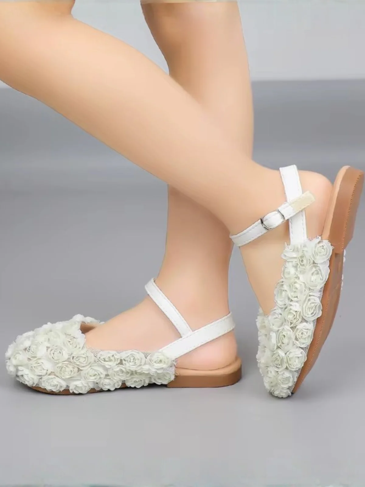 Pure Blossom Lace Floral Strap Flats - Image 7
