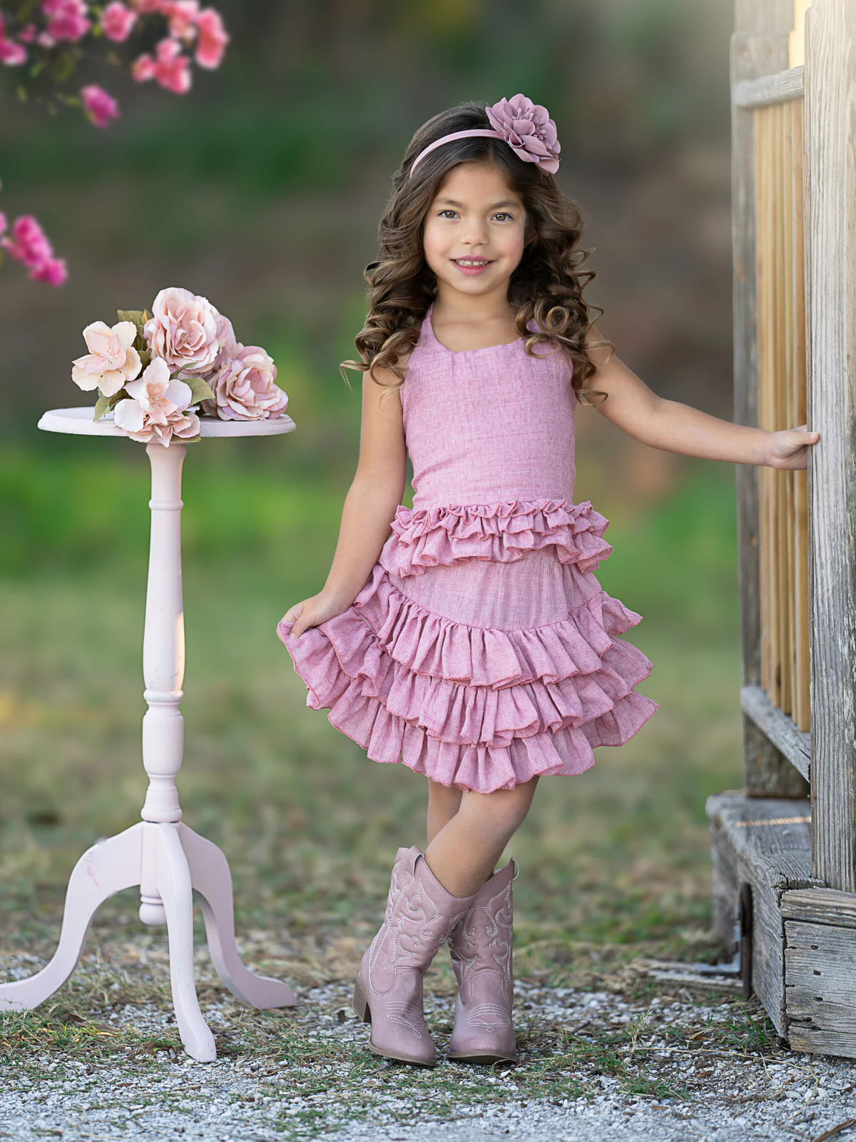Rosewood Linen Ruffle Halter Top and Skirt Set - Image 6
