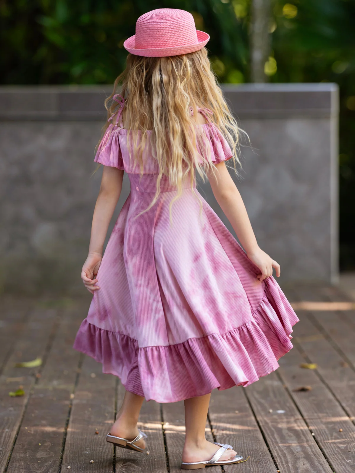 Rosewood Tie-Dye Hi-Lo Ruffle Dress - Image 3