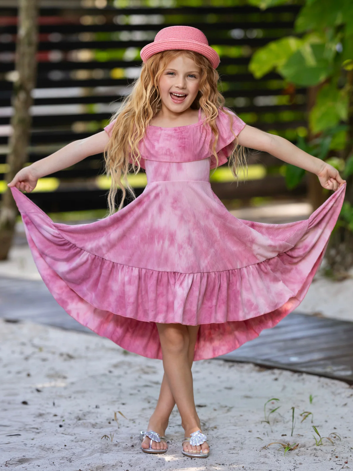 Rosewood Tie-Dye Hi-Lo Ruffle Dress - Image 4