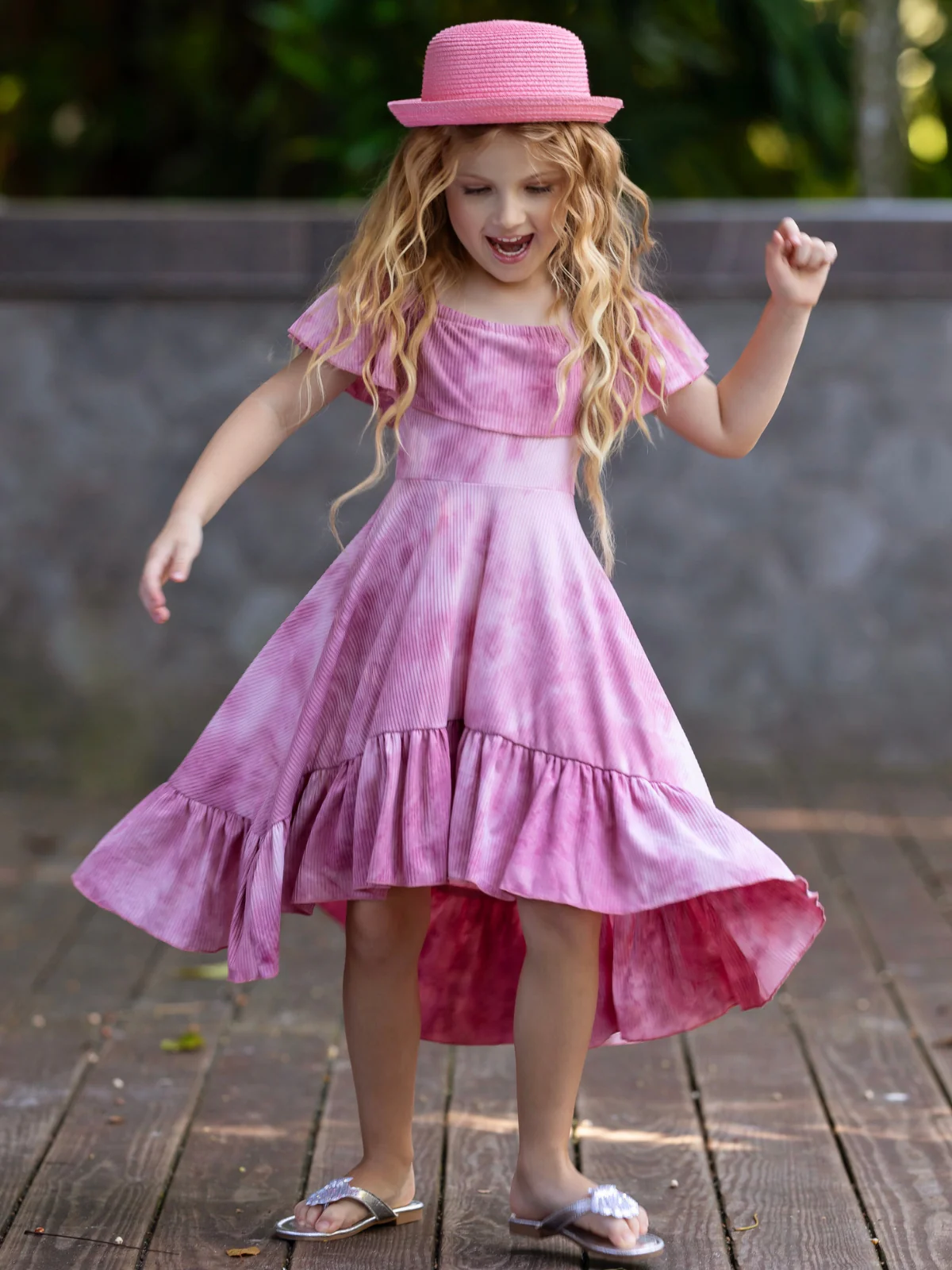 Rosewood Tie-Dye Hi-Lo Ruffle Dress - Image 5