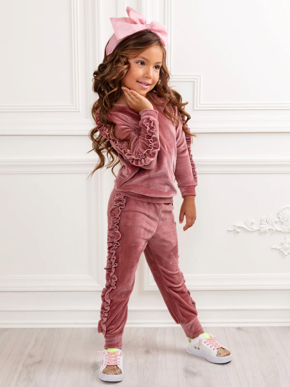 Rosey Velvet Dreams Ruffle Top and Lounge Pant Set - Image 3