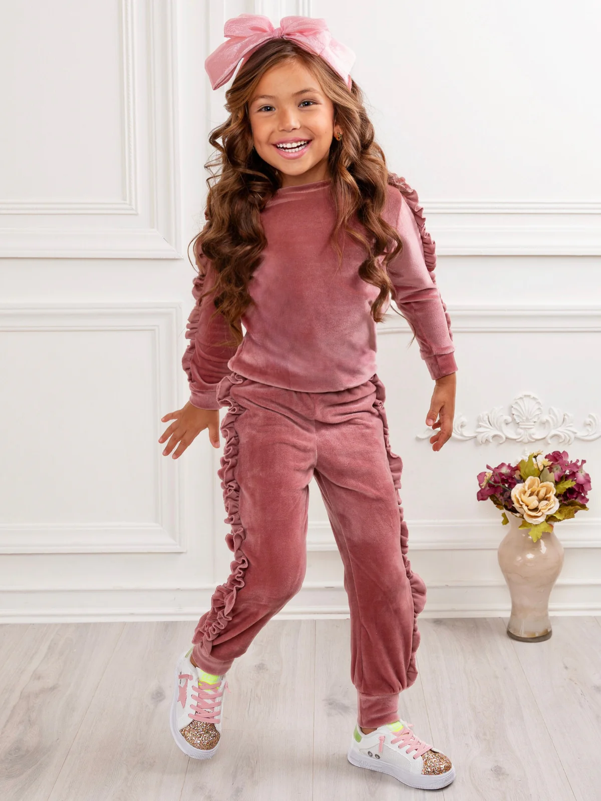 Rosey Velvet Dreams Ruffle Top and Lounge Pant Set - Image 4