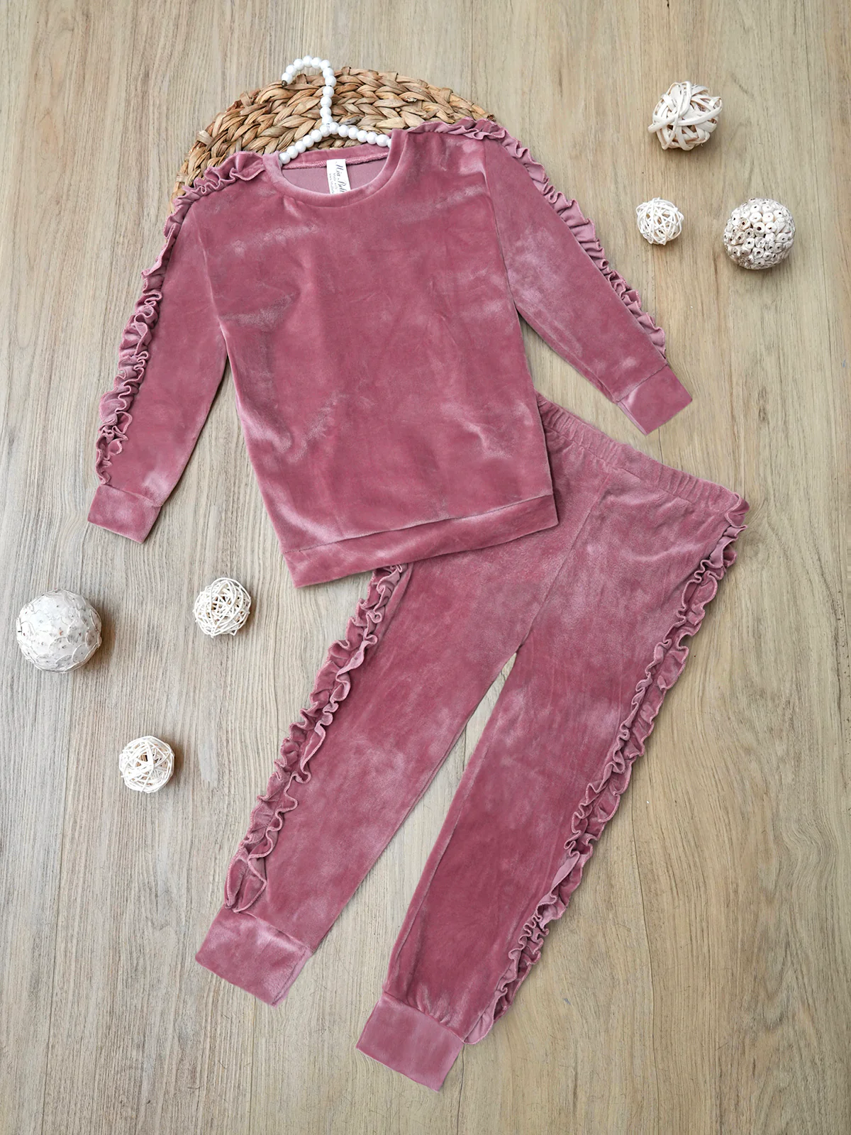Rosey Velvet Dreams Ruffle Top and Lounge Pant Set - Image 6