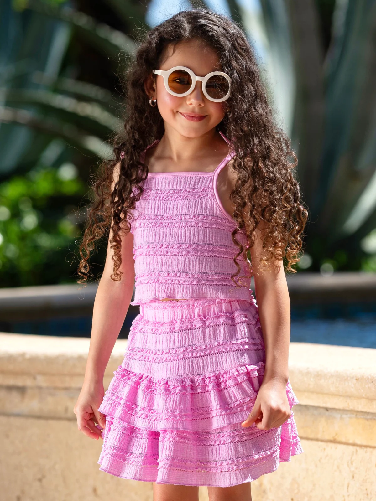 Rosy Ruffle Tie Top and Tiered Skirt Set - Image 3