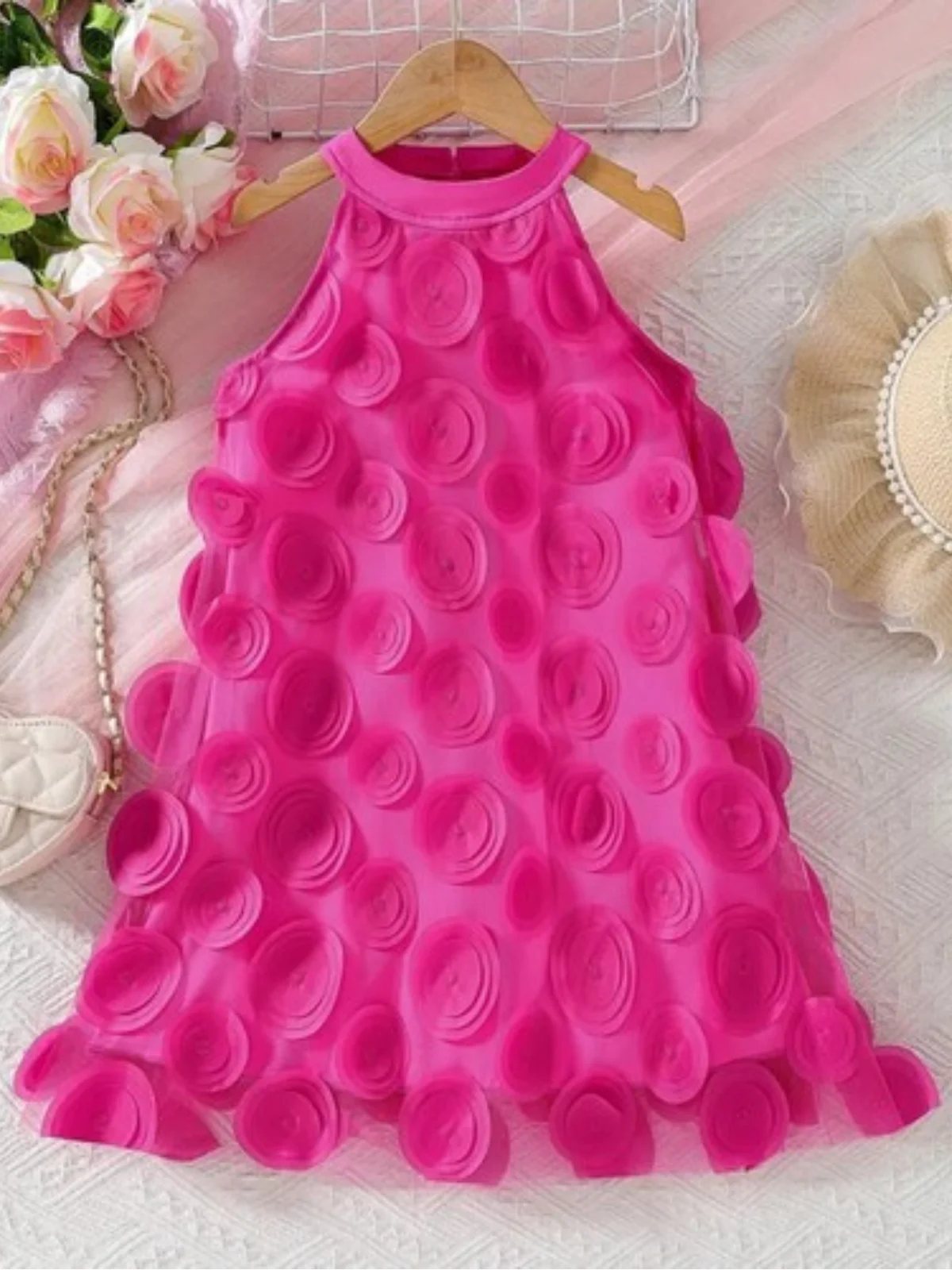 Rosy Swirl Fuchsia Sleeveless Dress - Image 3
