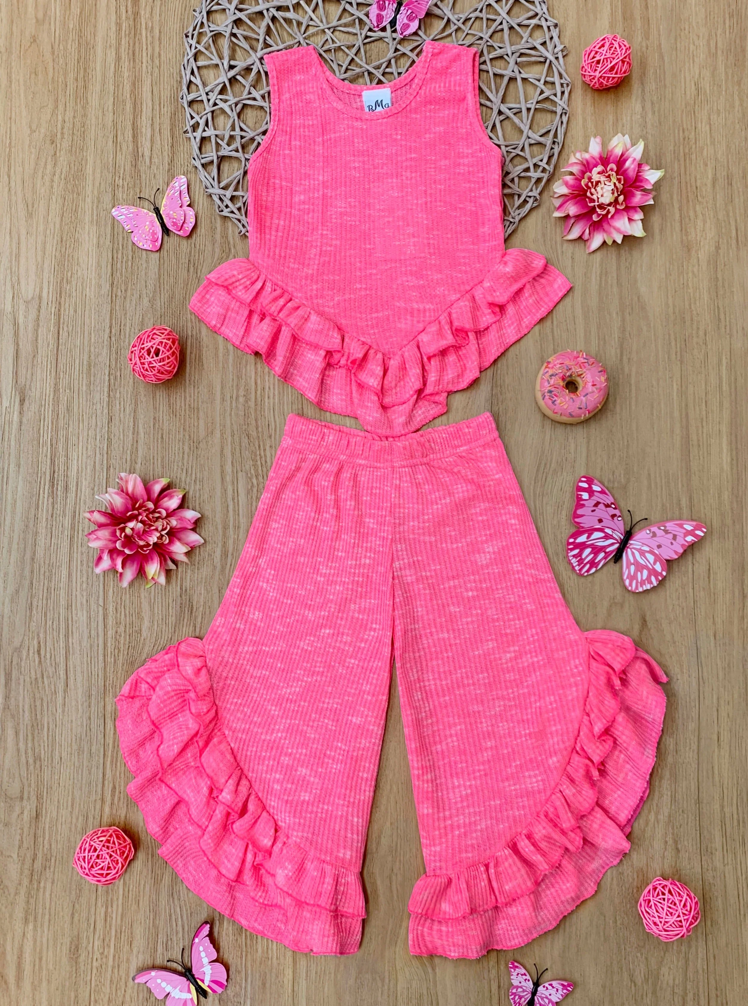 Sway My Way Pink Ruffle Pants Set - Image 2