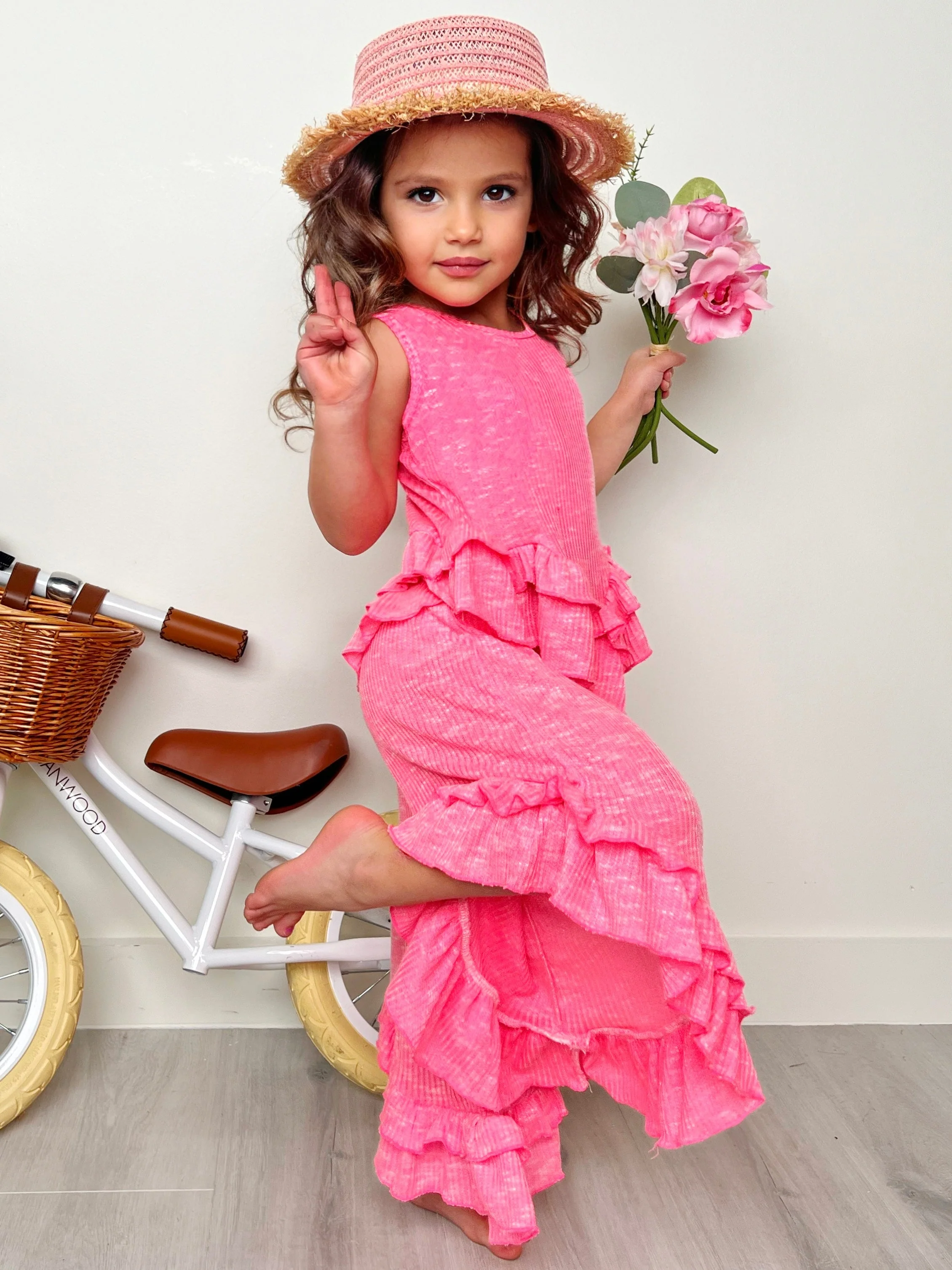 Sway My Way Pink Ruffle Pants Set - Image 4