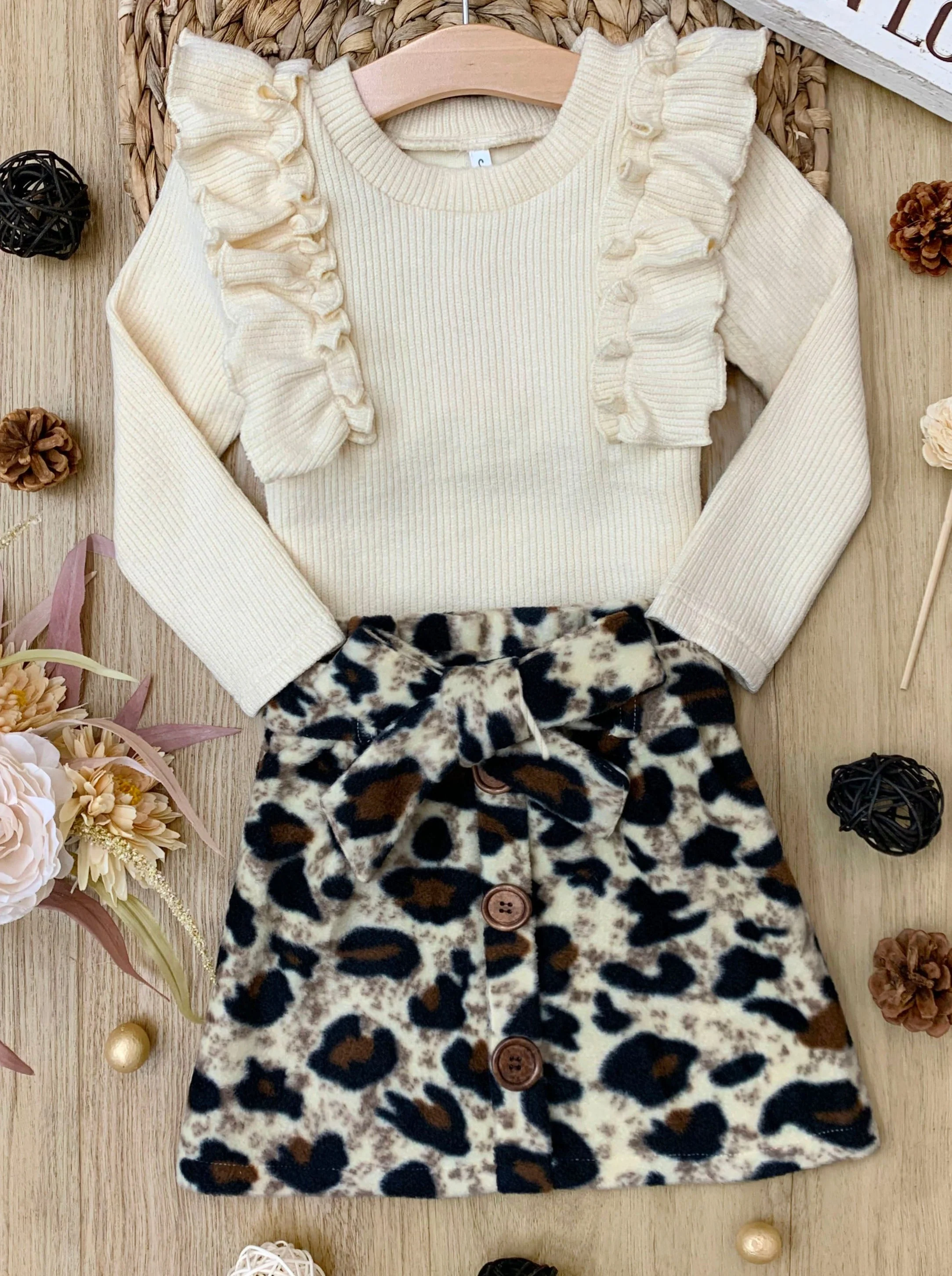 Purrfectly Chic Top and Leopard Print Skirt Set - Image 3