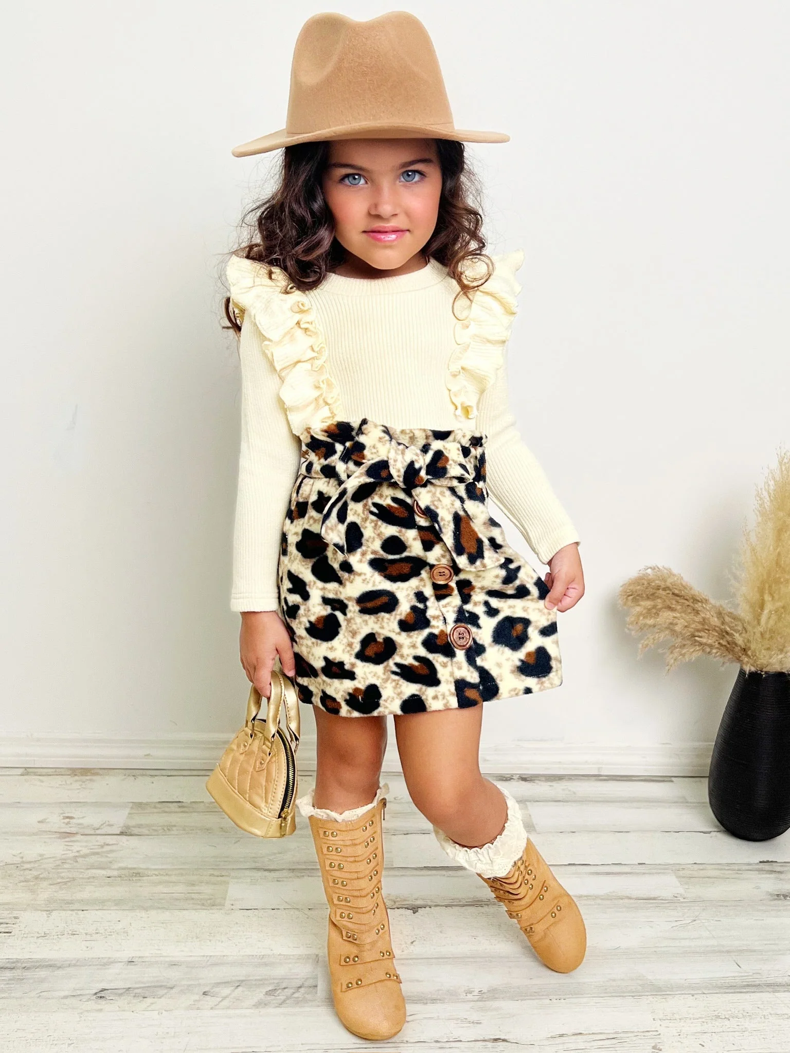 Purrfectly Chic Top and Leopard Print Skirt Set - Image 6