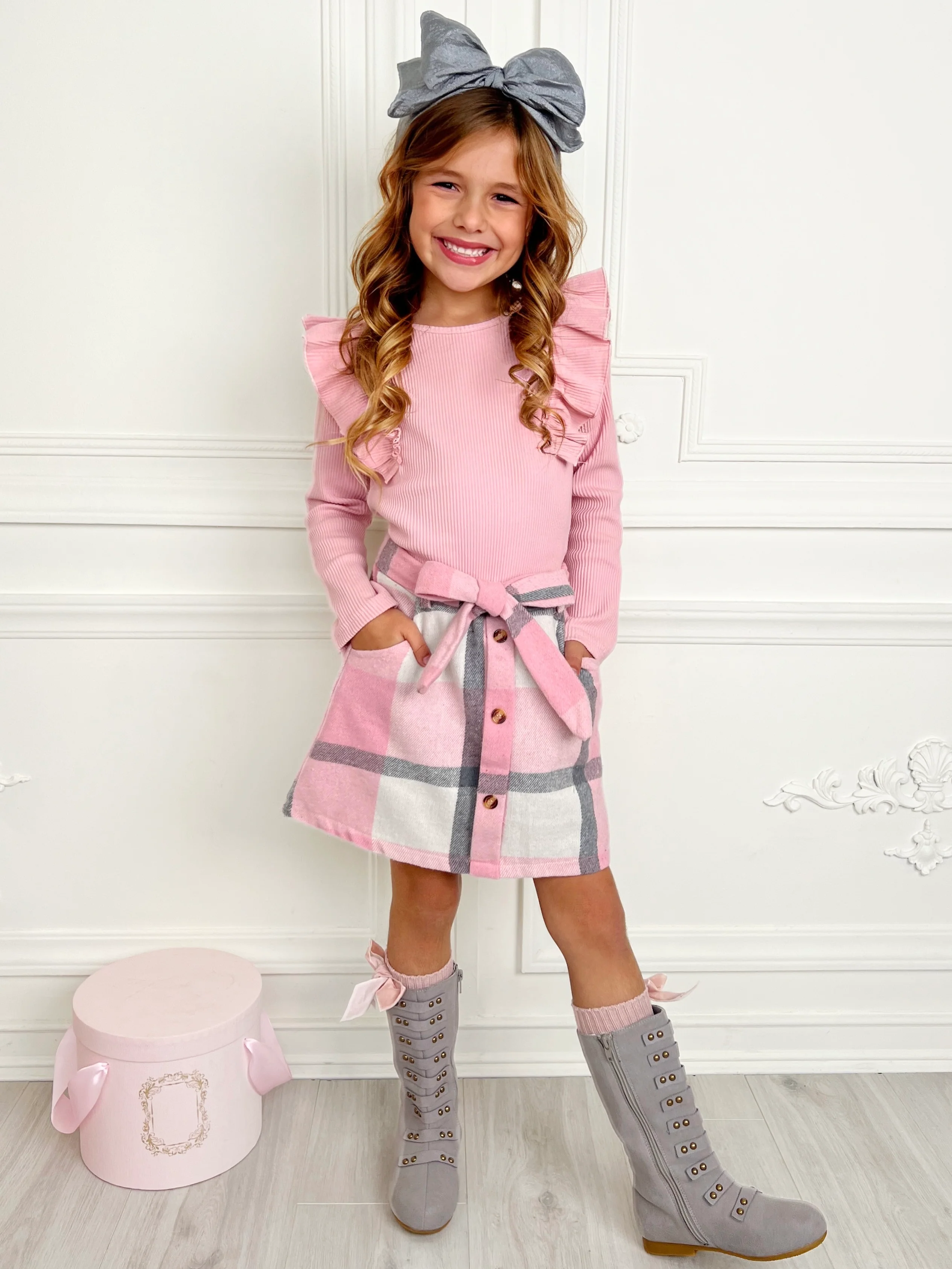 My Fave Girl Pink Ruffled Top and Brushed Fleece Skirt Set - Image 3