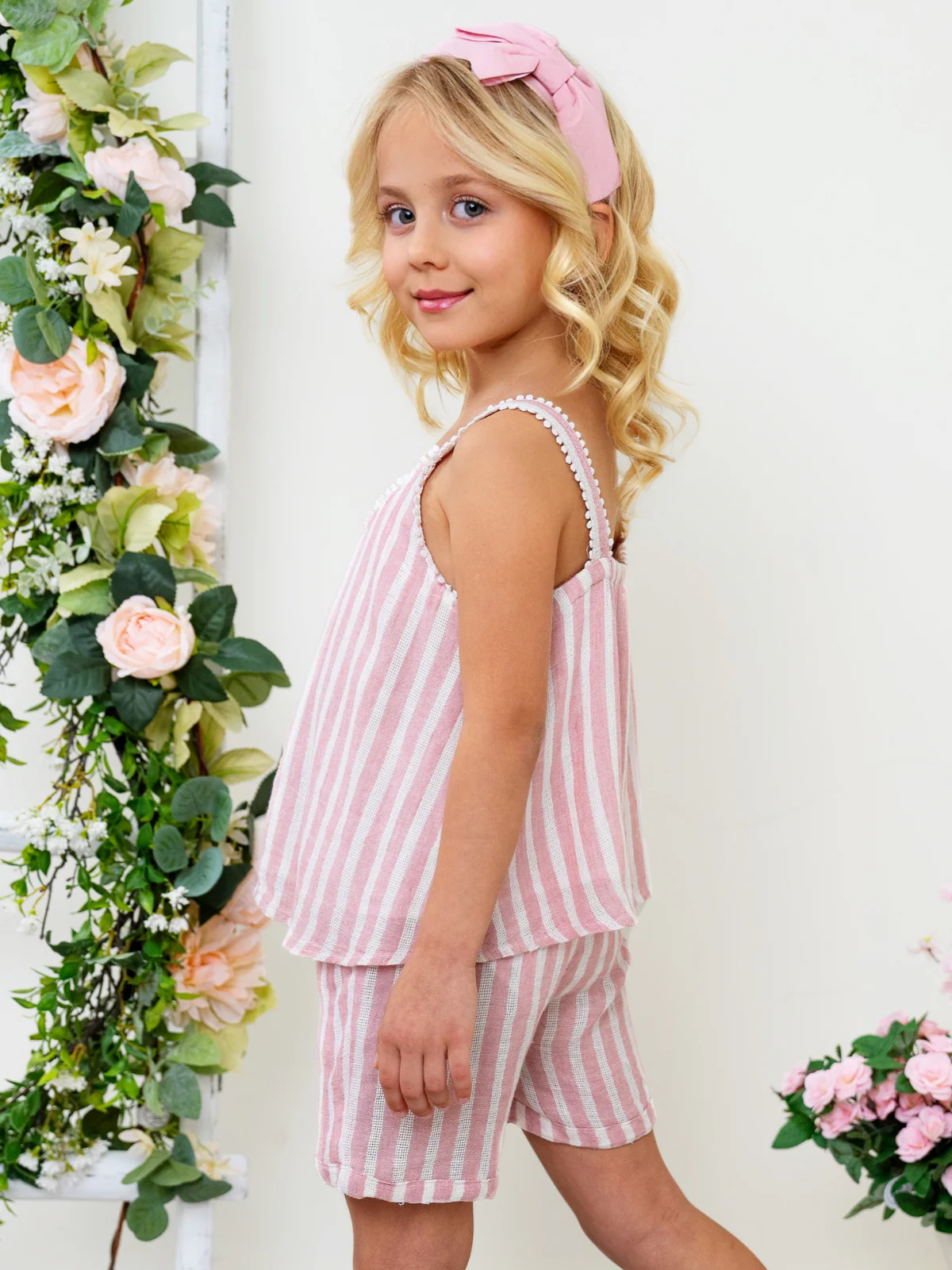 Sandy Stripes Cotton Sleeveless Top and Short Set - Image 4