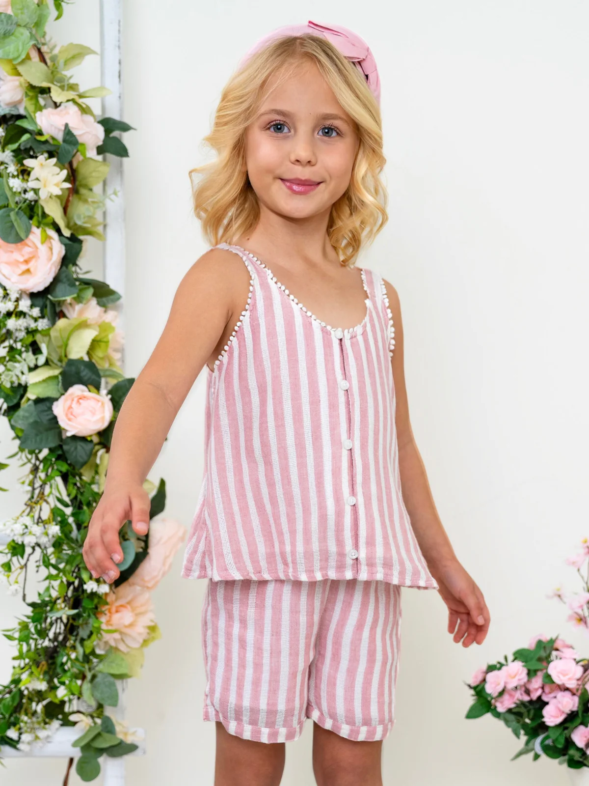 Sandy Stripes Cotton Sleeveless Top and Short Set - Image 5