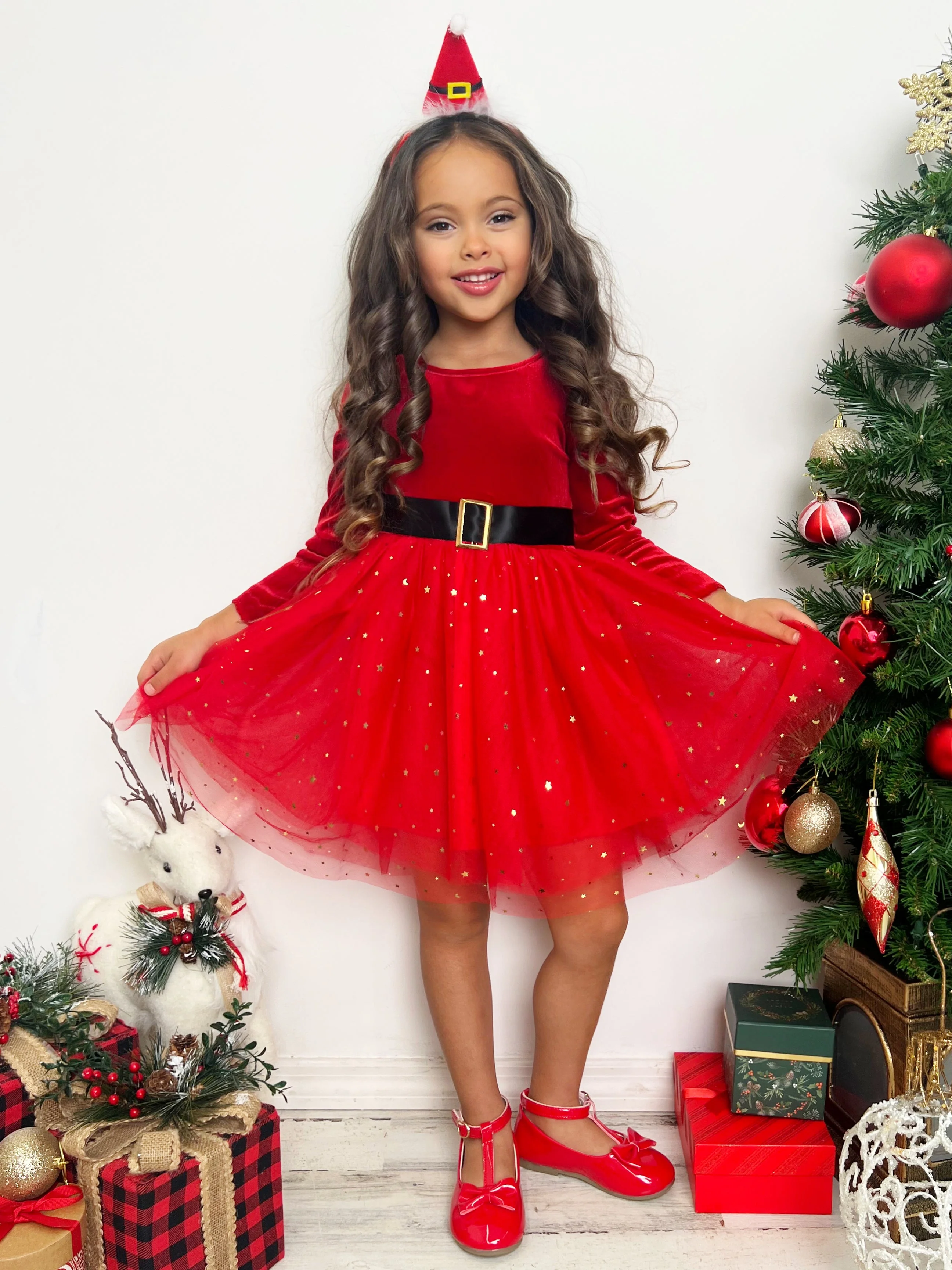 Santa's Little Sweetheart Velvet Christmas Dress - Image 8
