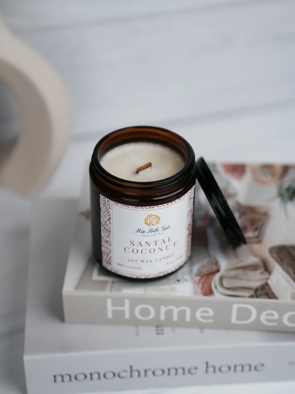 Santal and Coconut Handcrafted Natural Soy Wax Candle - Image 2