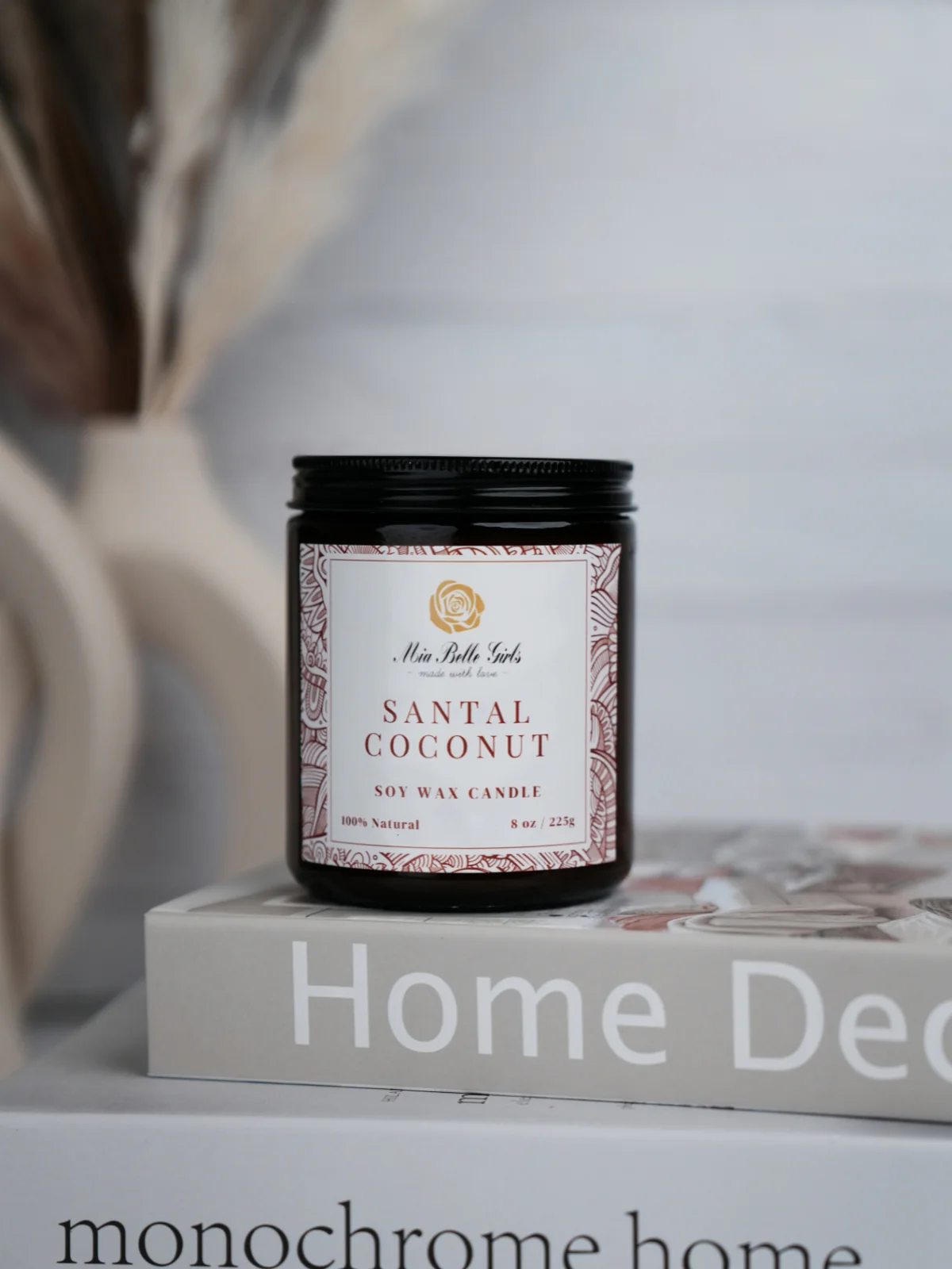 Santal and Coconut Handcrafted Natural Soy Wax Candle - Image 3