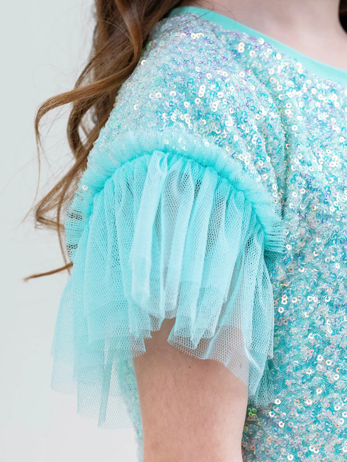 Seafoam Sparkle Top and Ruffle Pant Set - Image 2