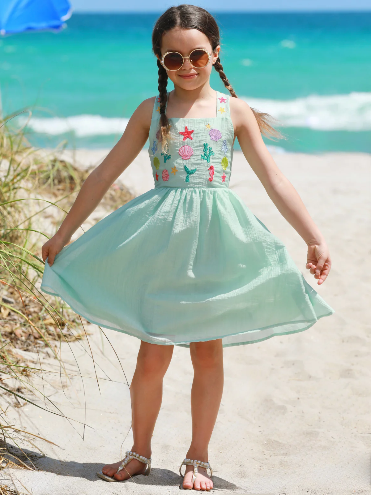 Seaside Cutier Embroidered Cross Back Dress - Image 2