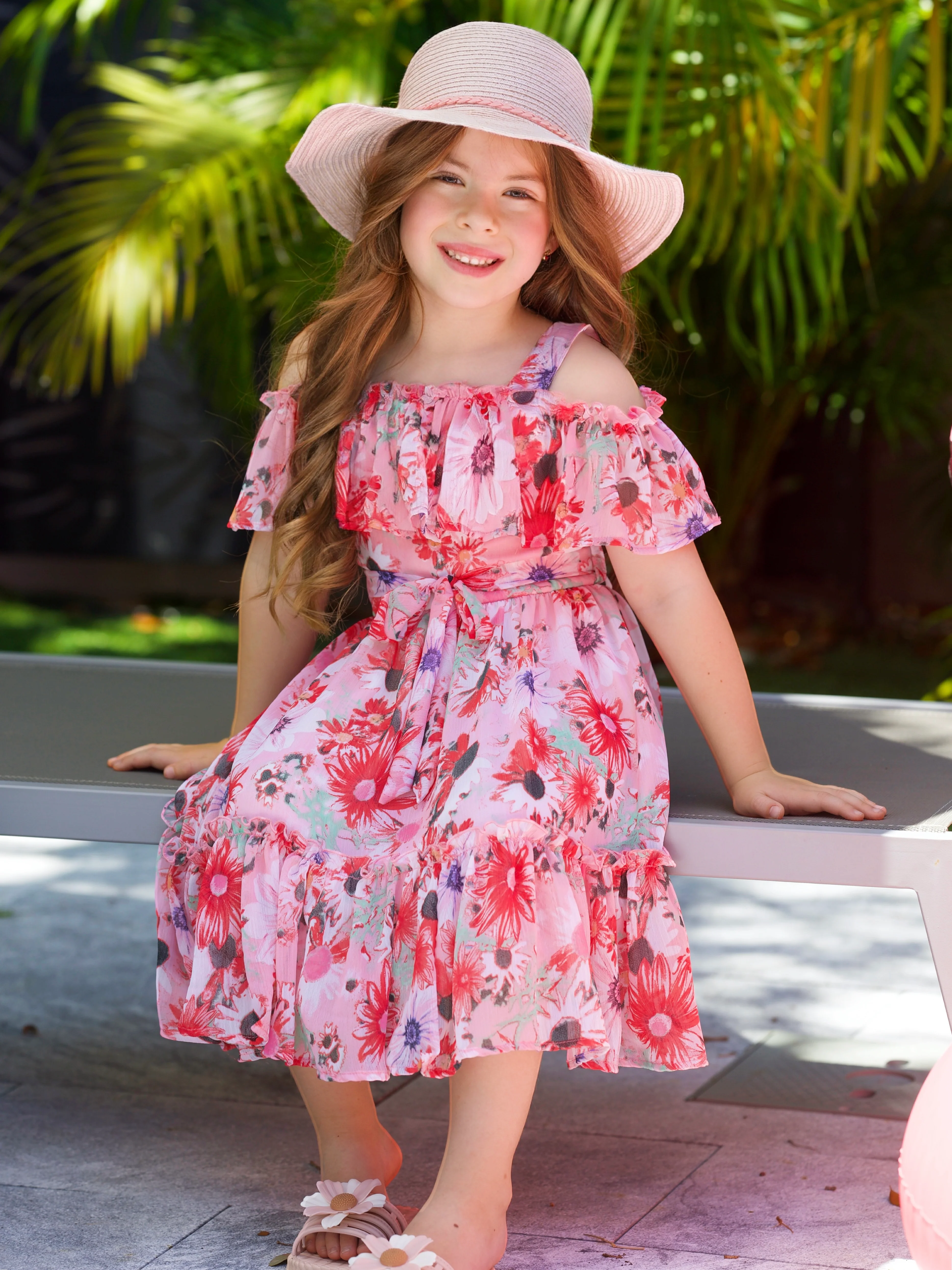 Seaside Petals Ruffle Midi Dress - Image 7