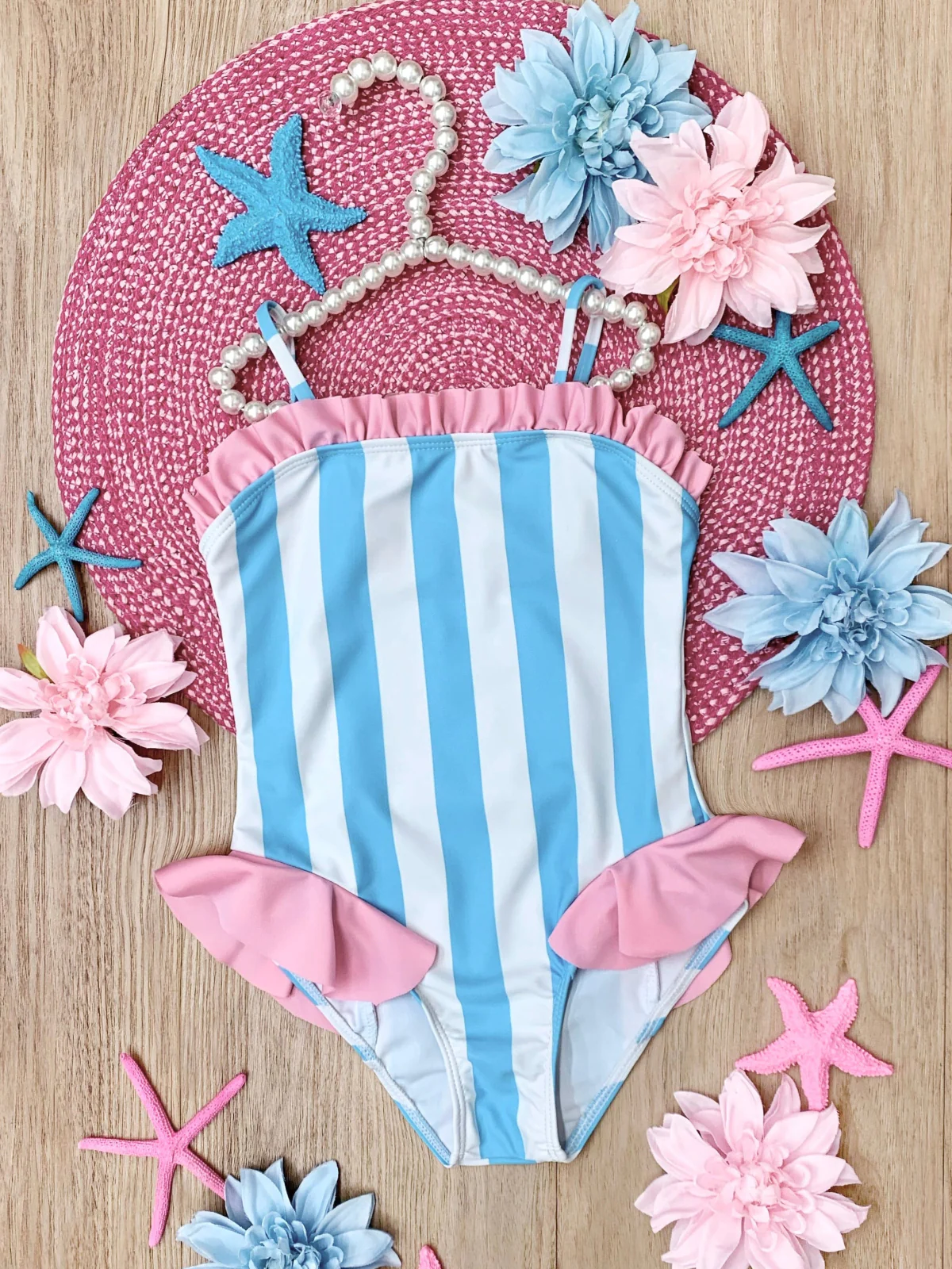 Seaside Stripes Ruffle One-Piece Swimsuit - Image 3