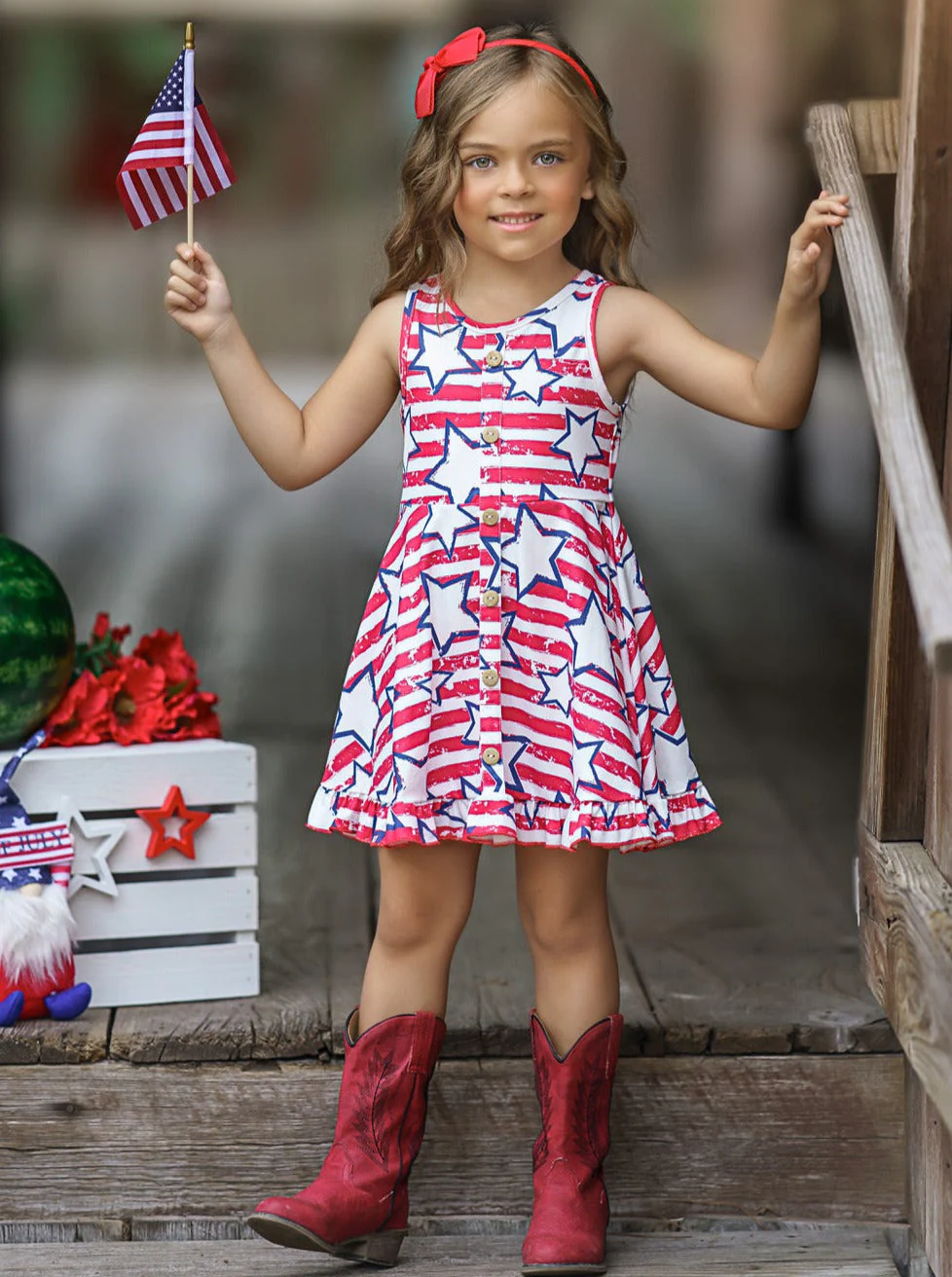 She Loves Stars and Stripes Ruffle Hem Sundress - Image 2