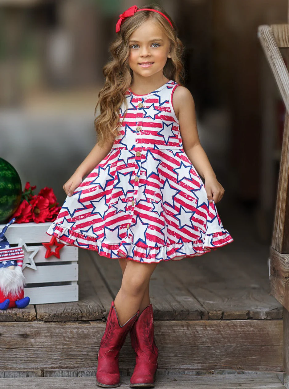 She Loves Stars and Stripes Ruffle Hem Sundress - Image 4