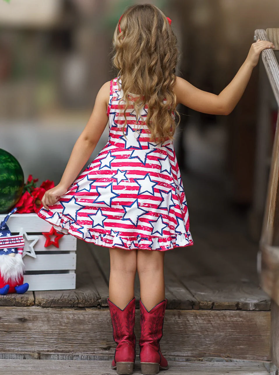 She Loves Stars and Stripes Ruffle Hem Sundress - Image 5