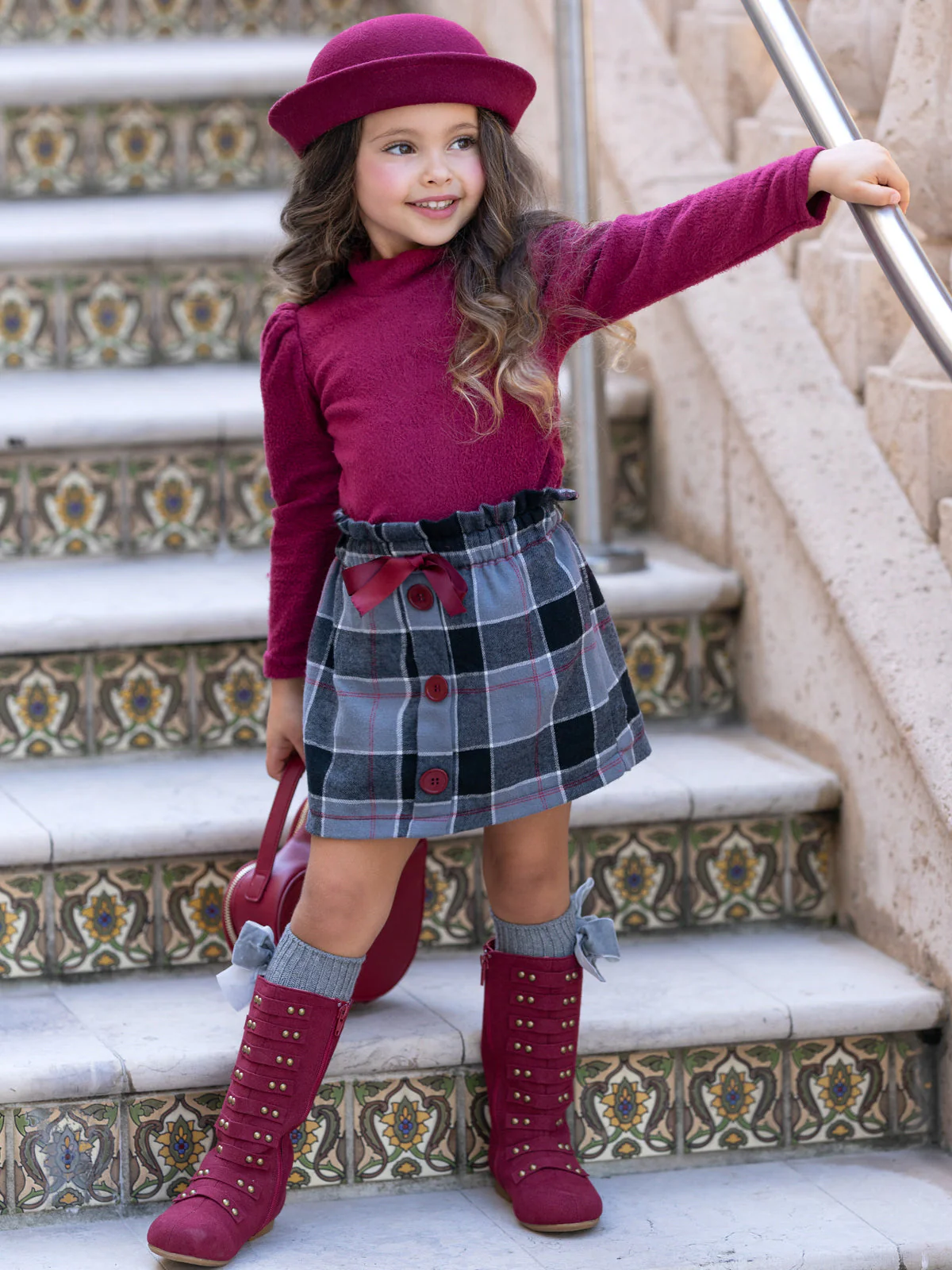 First Outing Wooly Turtleneck And Skirt Set - Image 2