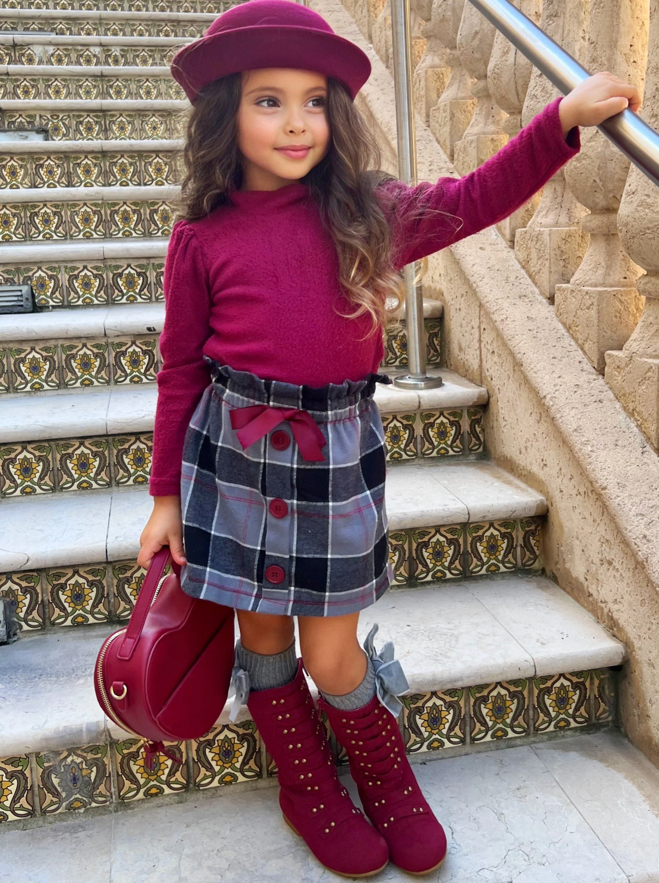 First Outing Wooly Turtleneck And Skirt Set - Image 6