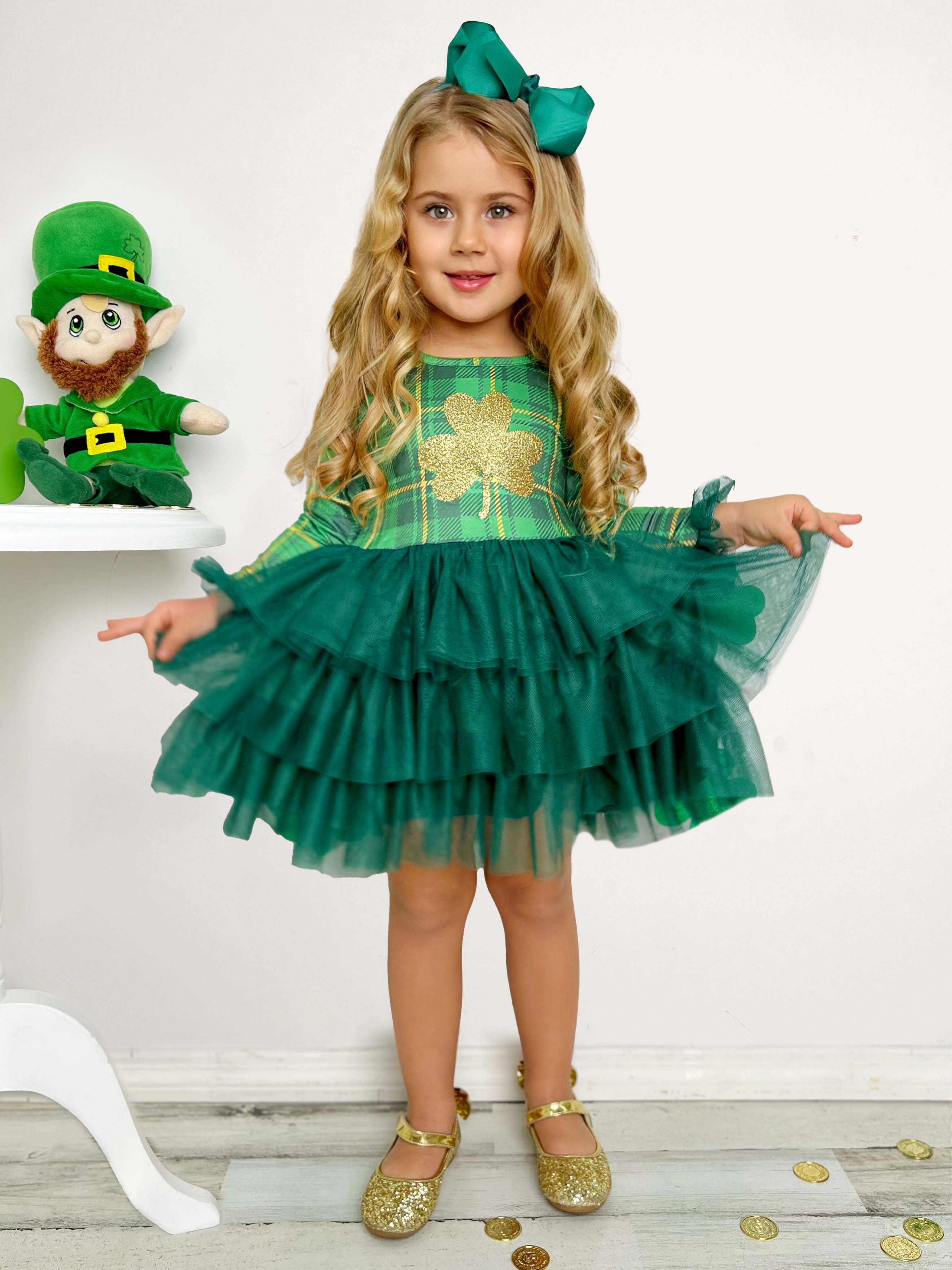 Shimmering Shamrocks Tiered Tutu Dress - Image 3