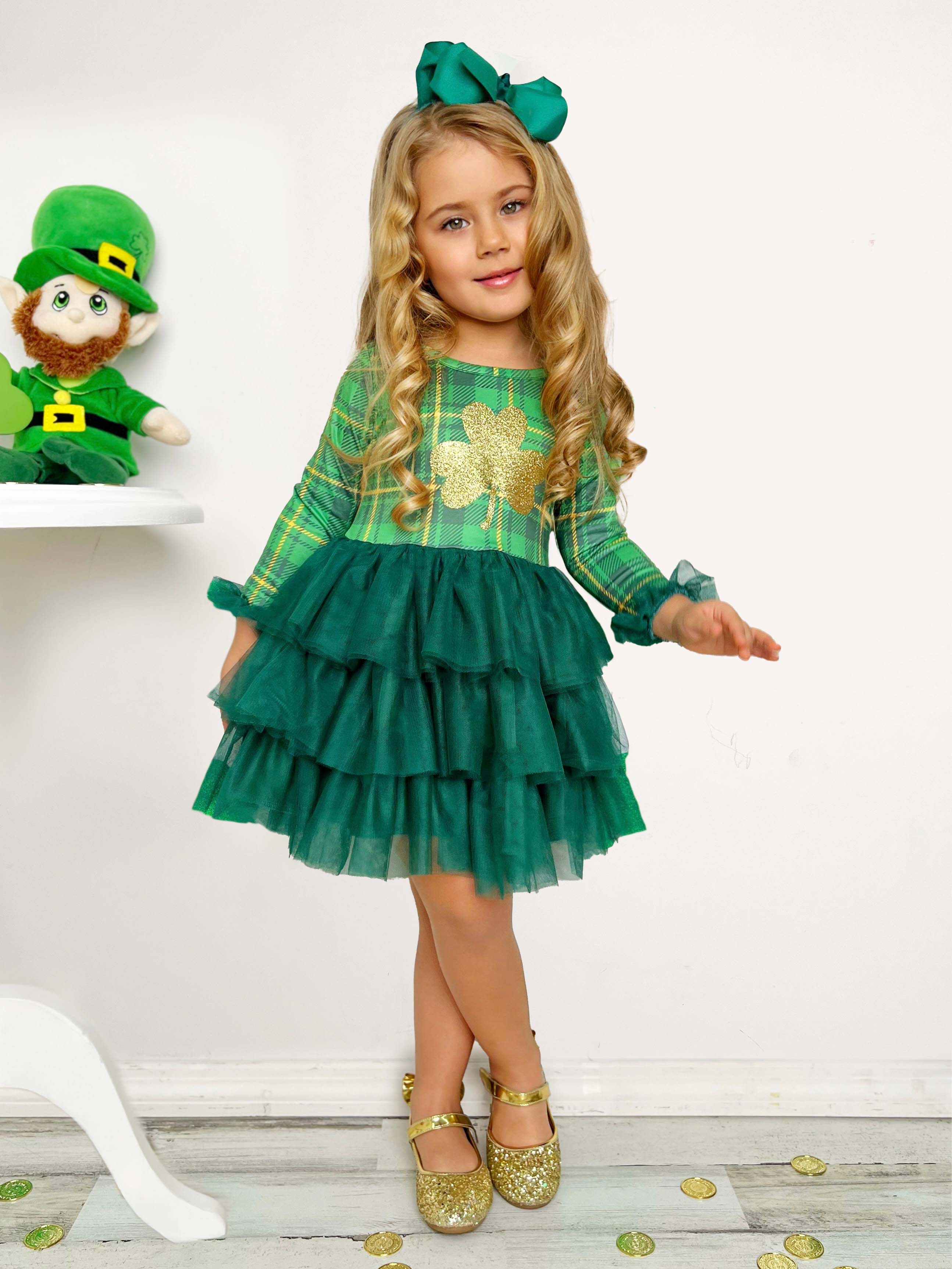 Shimmering Shamrocks Tiered Tutu Dress - Image 4
