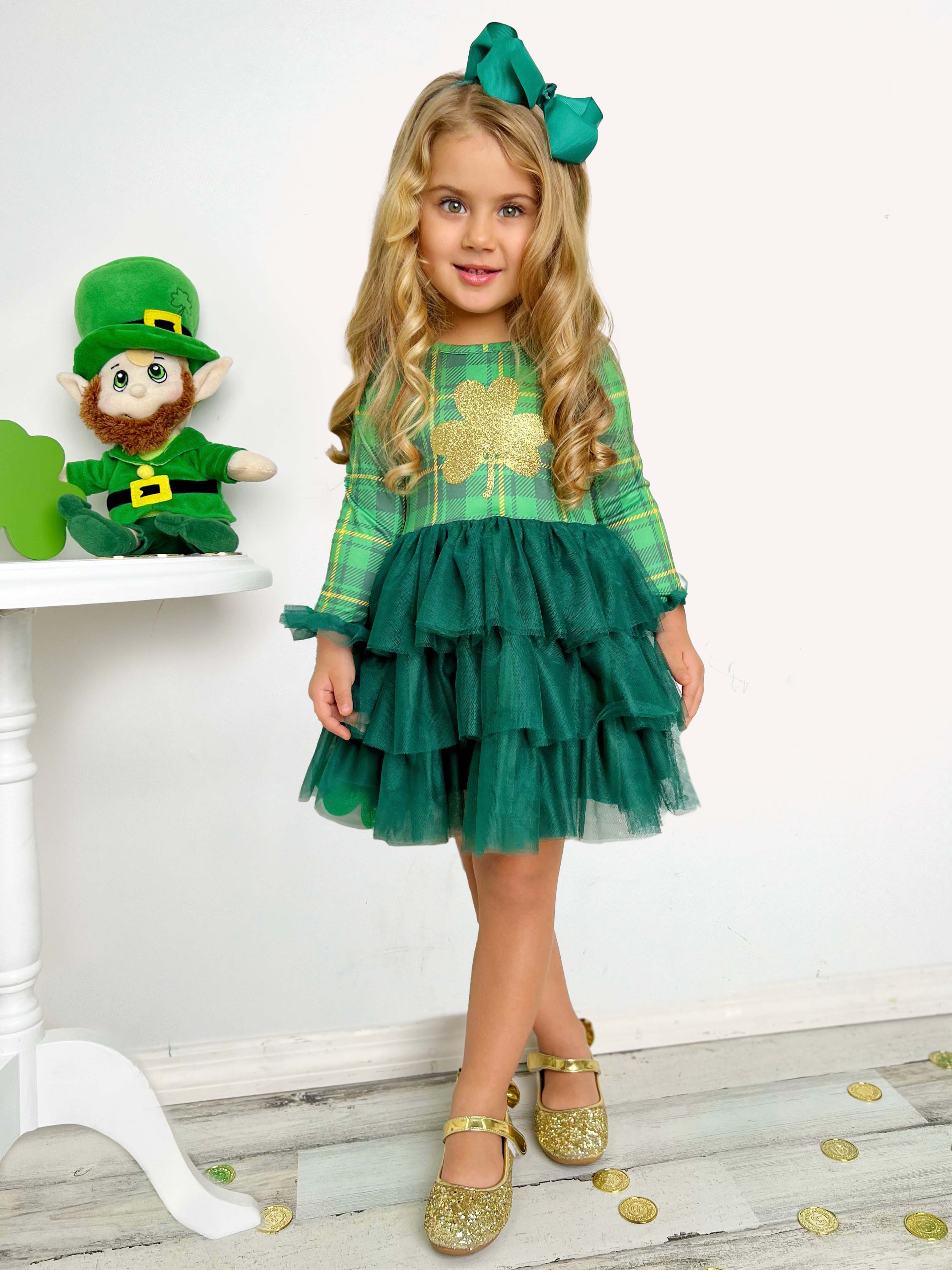 Shimmering Shamrocks Tiered Tutu Dress - Image 5