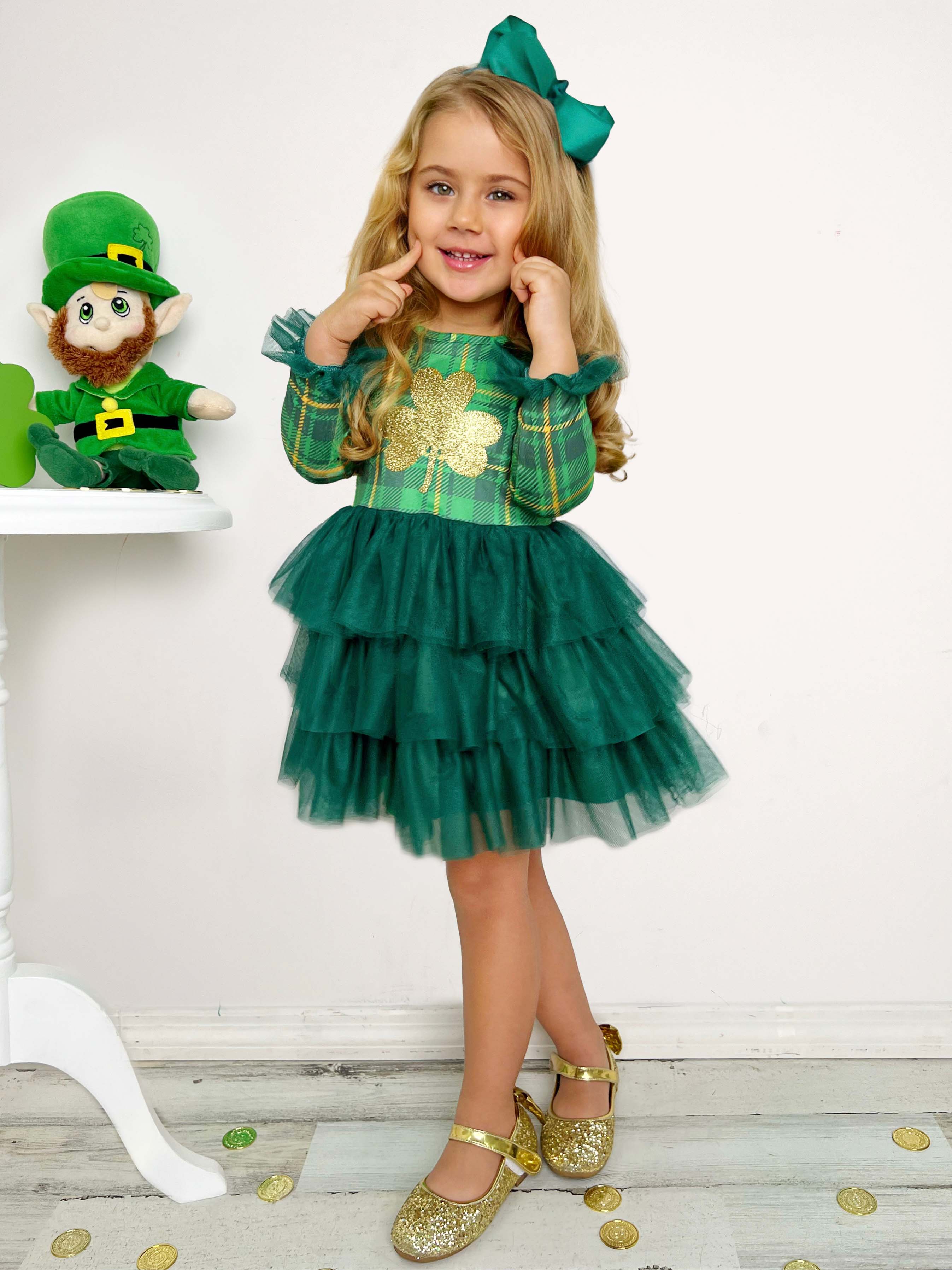 Shimmering Shamrocks Tiered Tutu Dress - Image 6