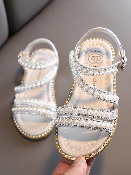 Silver Pearls and Shimmer Sandals By Liv and Mia