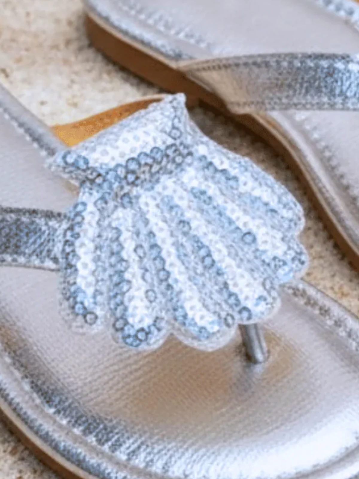Silver Seashell Sparkle Sandals - Image 5