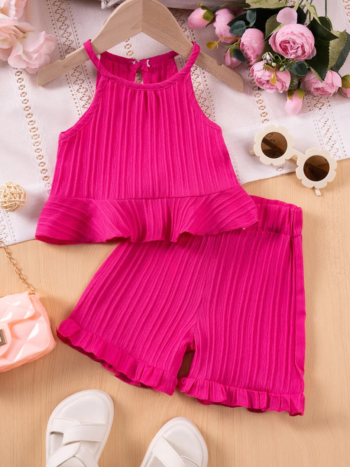 Sleeveless Ruffle Tank Top & Shorts Set - Image 5