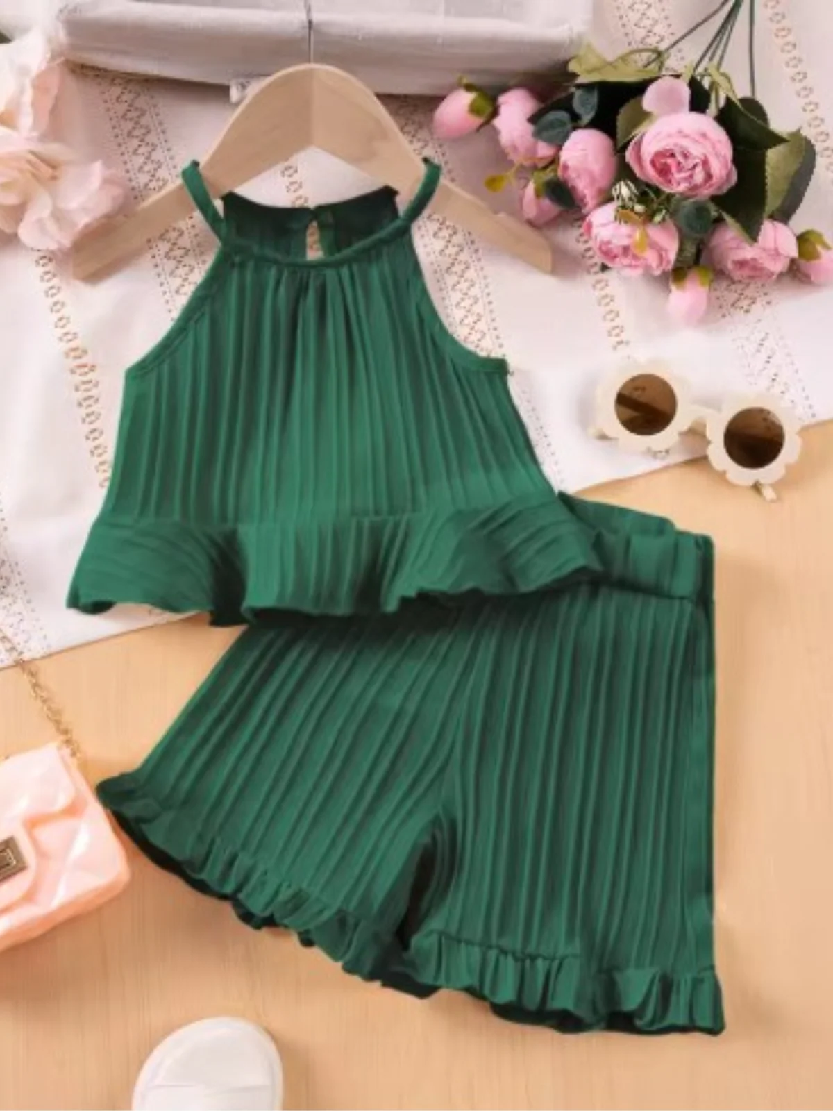 Sleeveless Ruffle Tank Top & Shorts Set - Image 7
