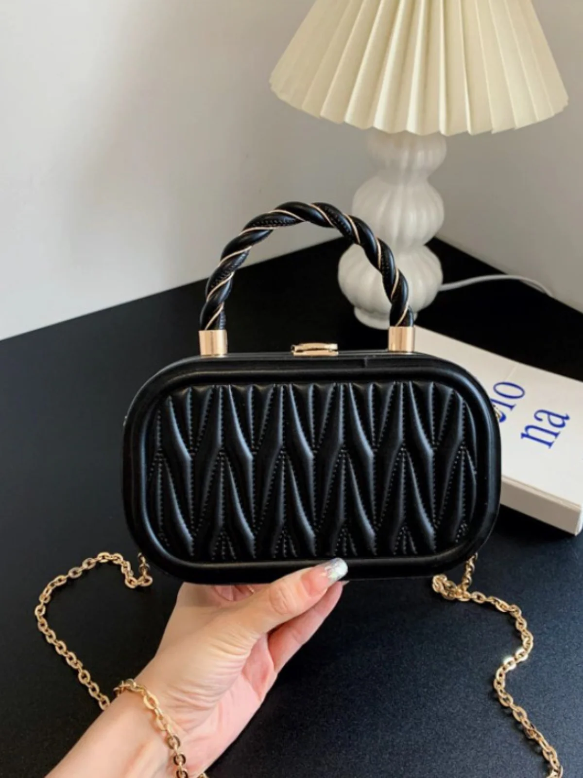 Trendy Choice Ruched Leather Box Bag - Image 3