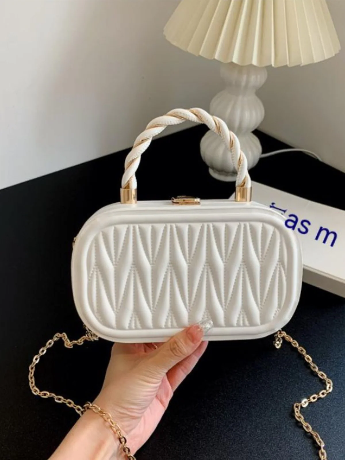 Trendy Choice Ruched Leather Box Bag - Image 4
