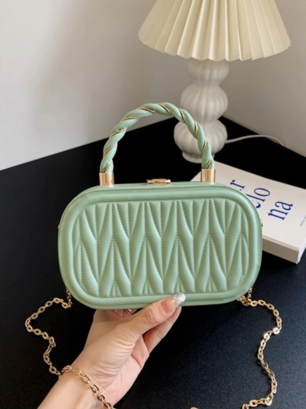 Trendy Choice Ruched Leather Box Bag - Image 6