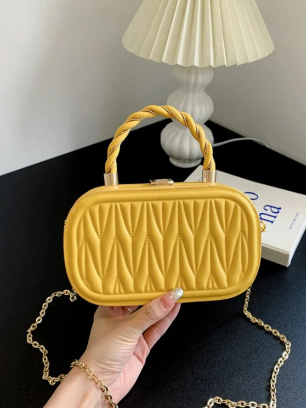 Trendy Choice Ruched Leather Box Bag - Image 8