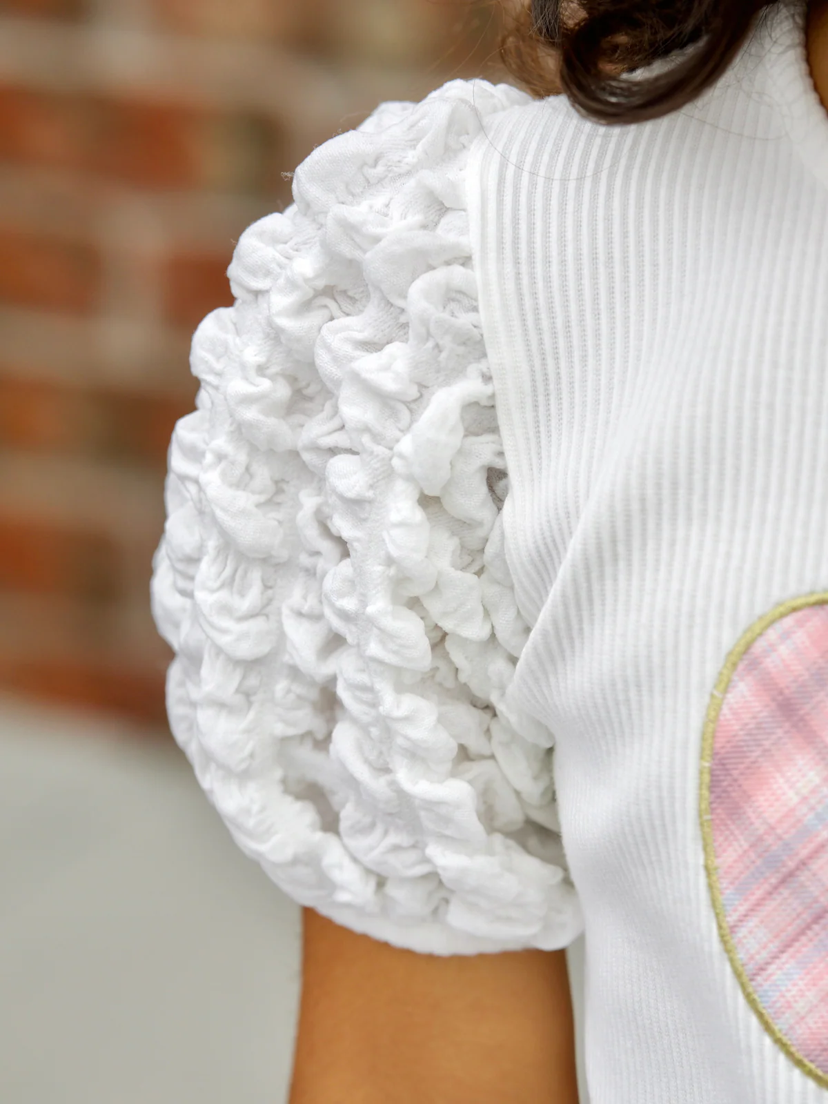 Smarty Apple Puff Sleeve Top & Pleated Plaid Skirt Set - Image 3