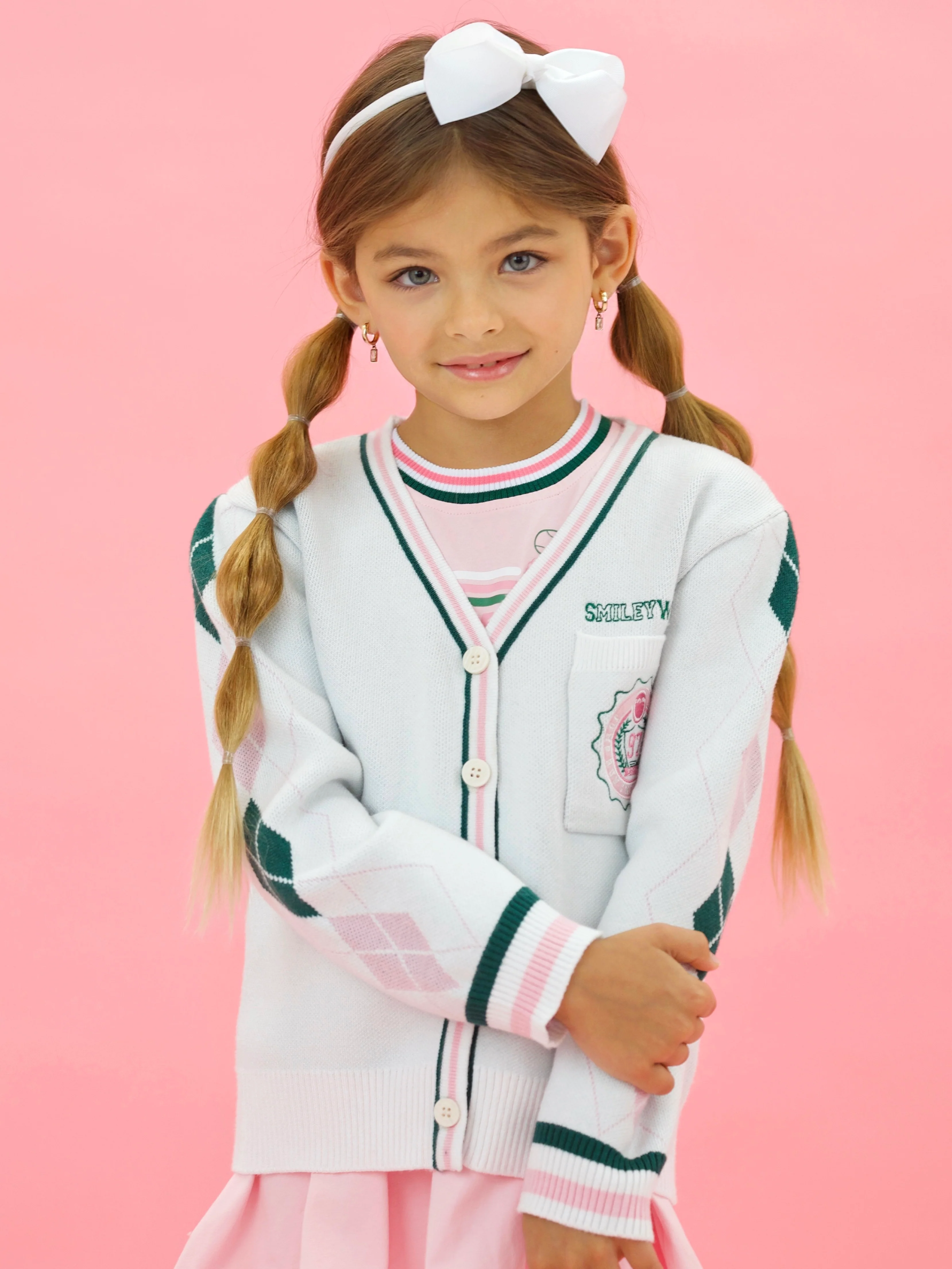 SmileyWorld Preppy Cool Embroidered Varsity Cardigan - Image 4