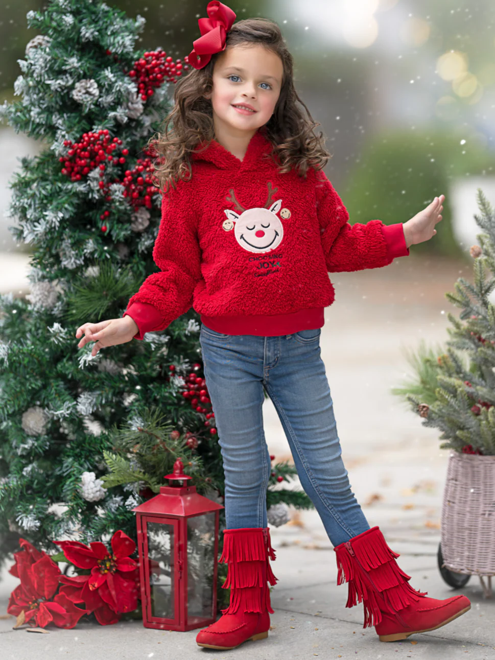 SmileyWorld Choosing Joy Reindeer Sherpa Hoodie - Image 3