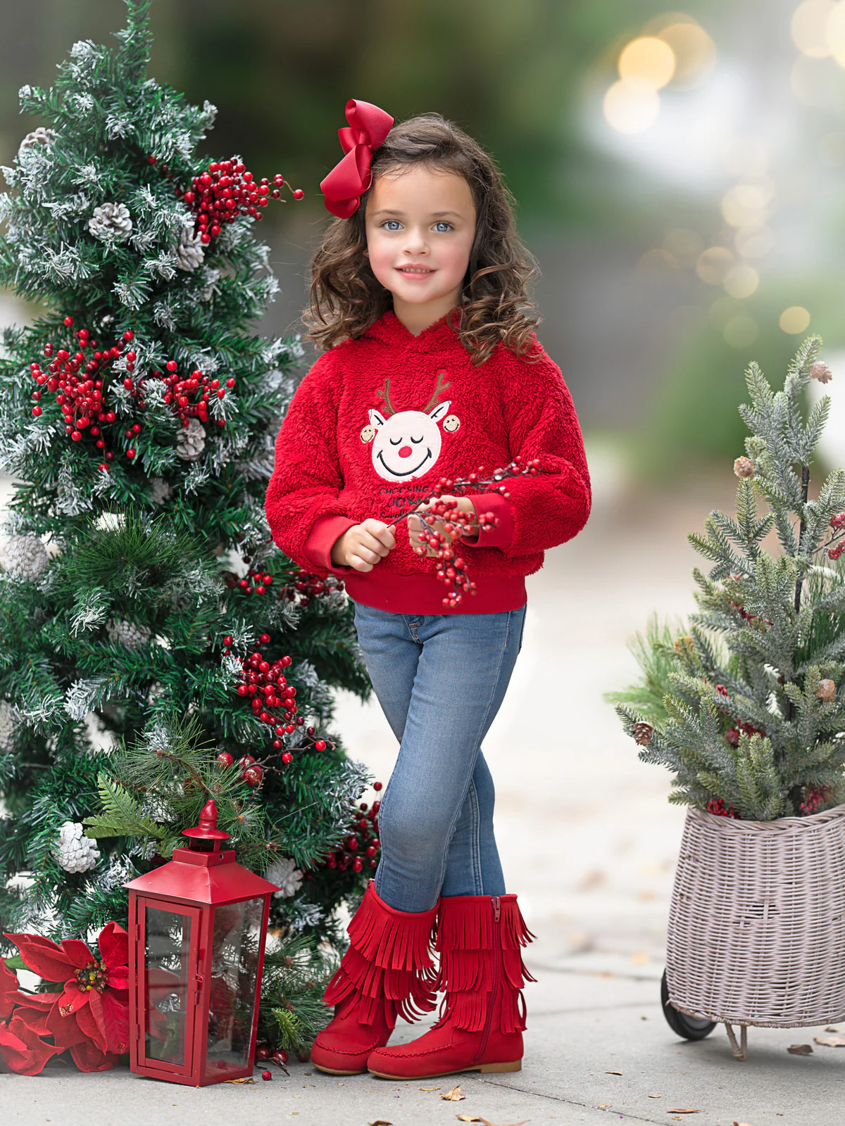 SmileyWorld Choosing Joy Reindeer Sherpa Hoodie - Image 6