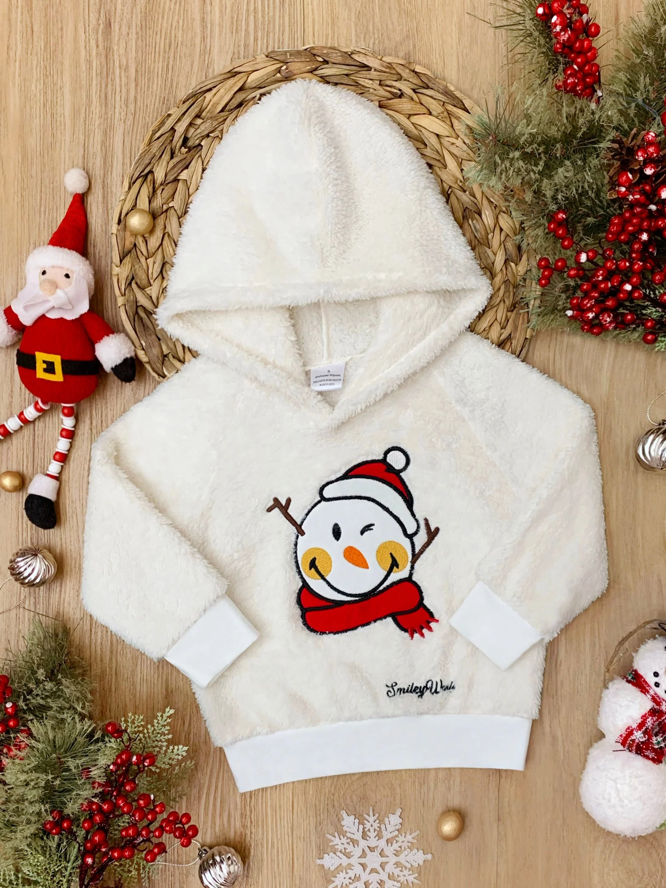 SmileyWorld Cozy Winter Snowman Sherpa Hoodie - Image 4