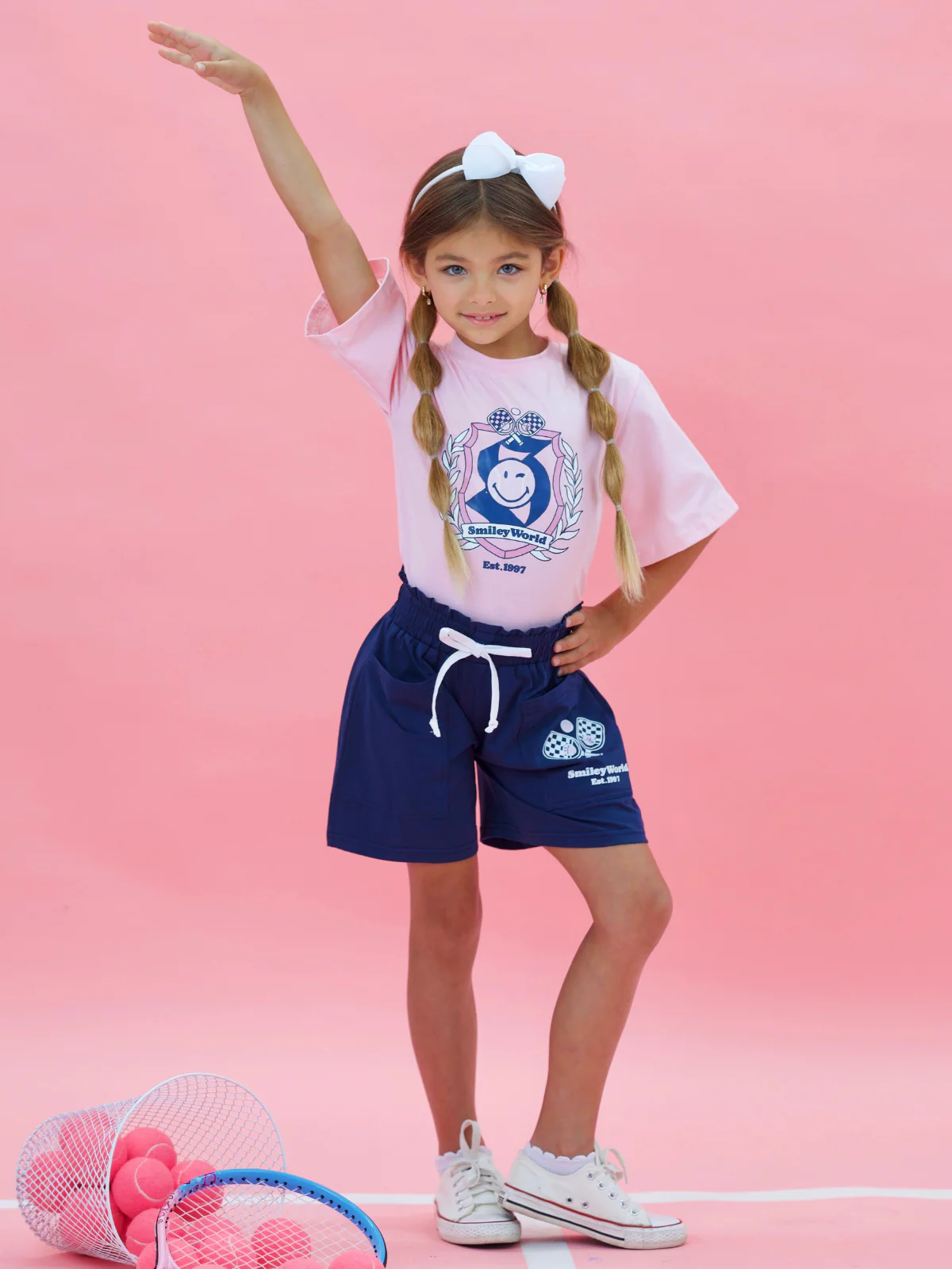 SmileyWorld Crest & Confidence Varsity Top and Athletic Short Set - Image 2